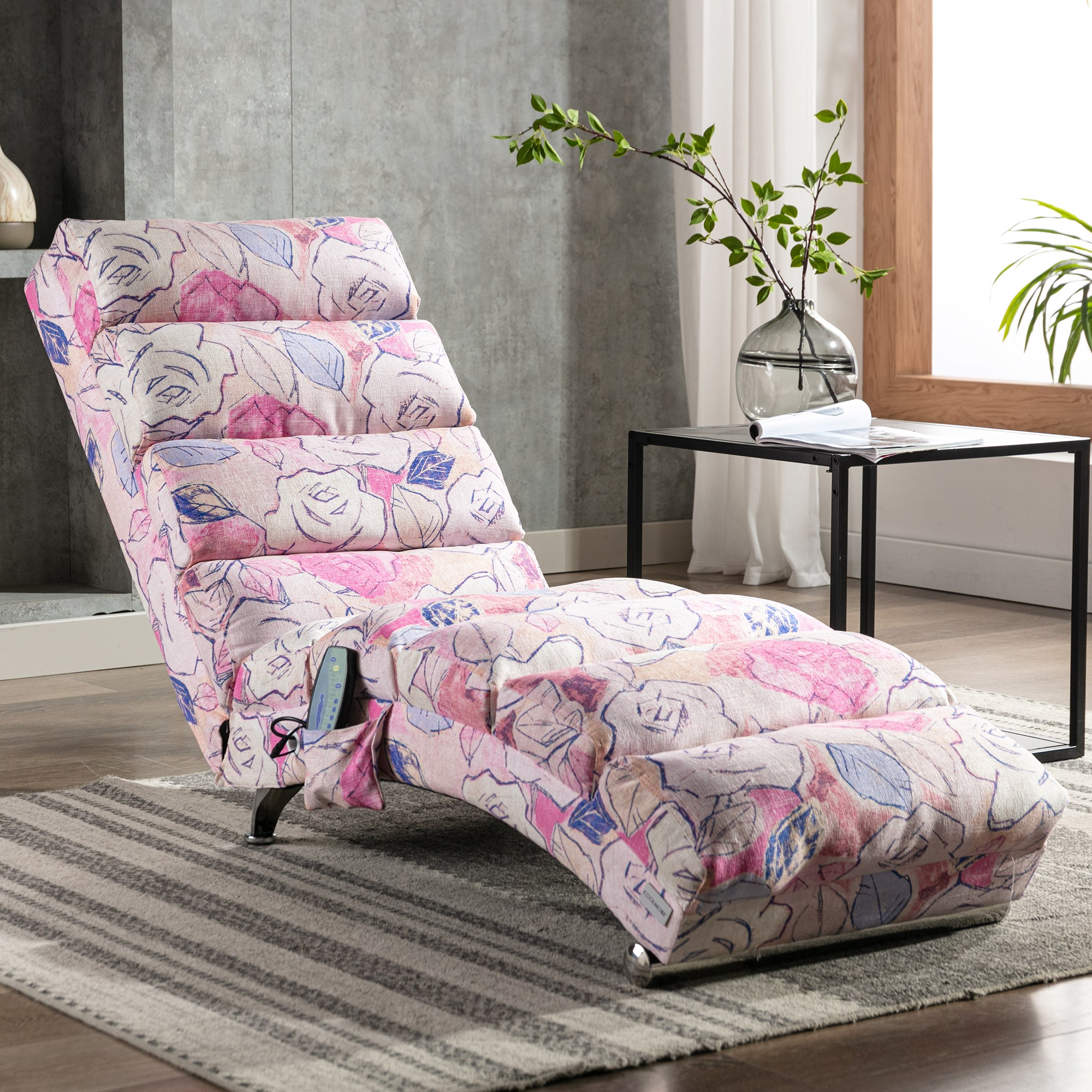 paproos Massage Chaise Lounge, Indoor Ergonomic Electric Massage Long Lounger with Remote Control, LJC