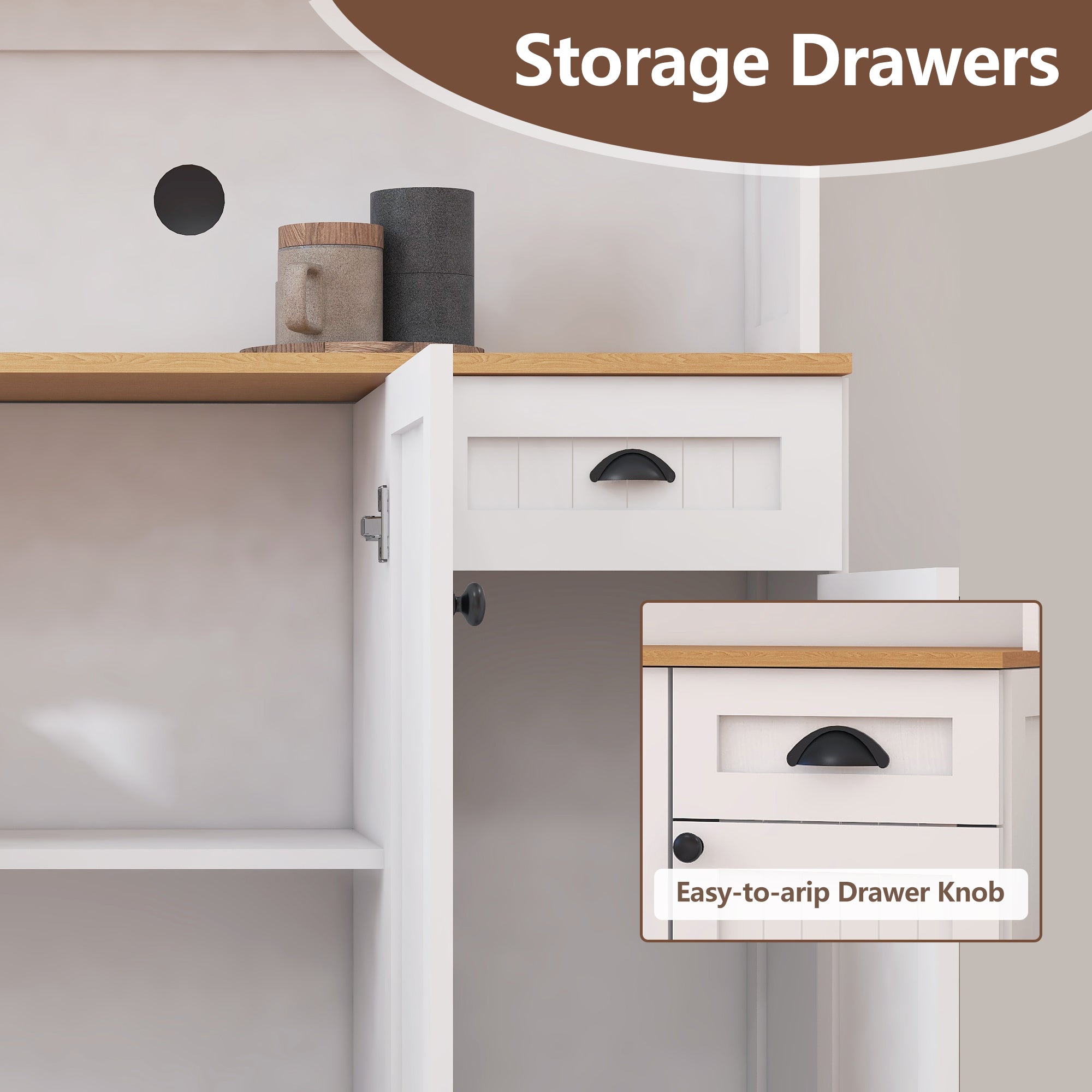 paproos 70.87" Pantry Cabinets with Hutch, Tall Kitchen Pantry Storage Cabinet, Sideboard Buffet Cabinet with 6 Doors, Large Countertop, Storage Shelf, Kitchen Dining Room Bathroom Sideboard, White