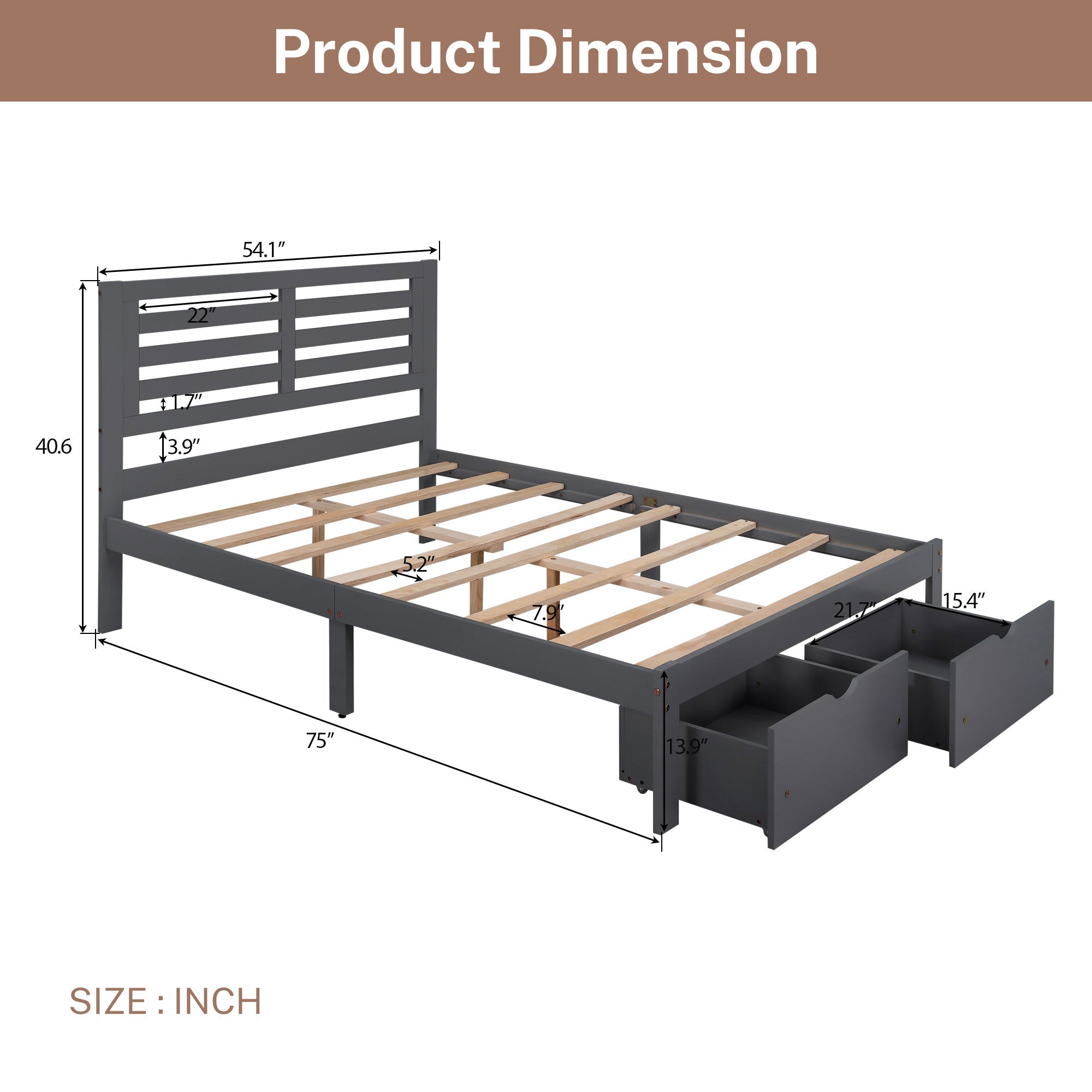 PAPROOS Full Bed with Storage