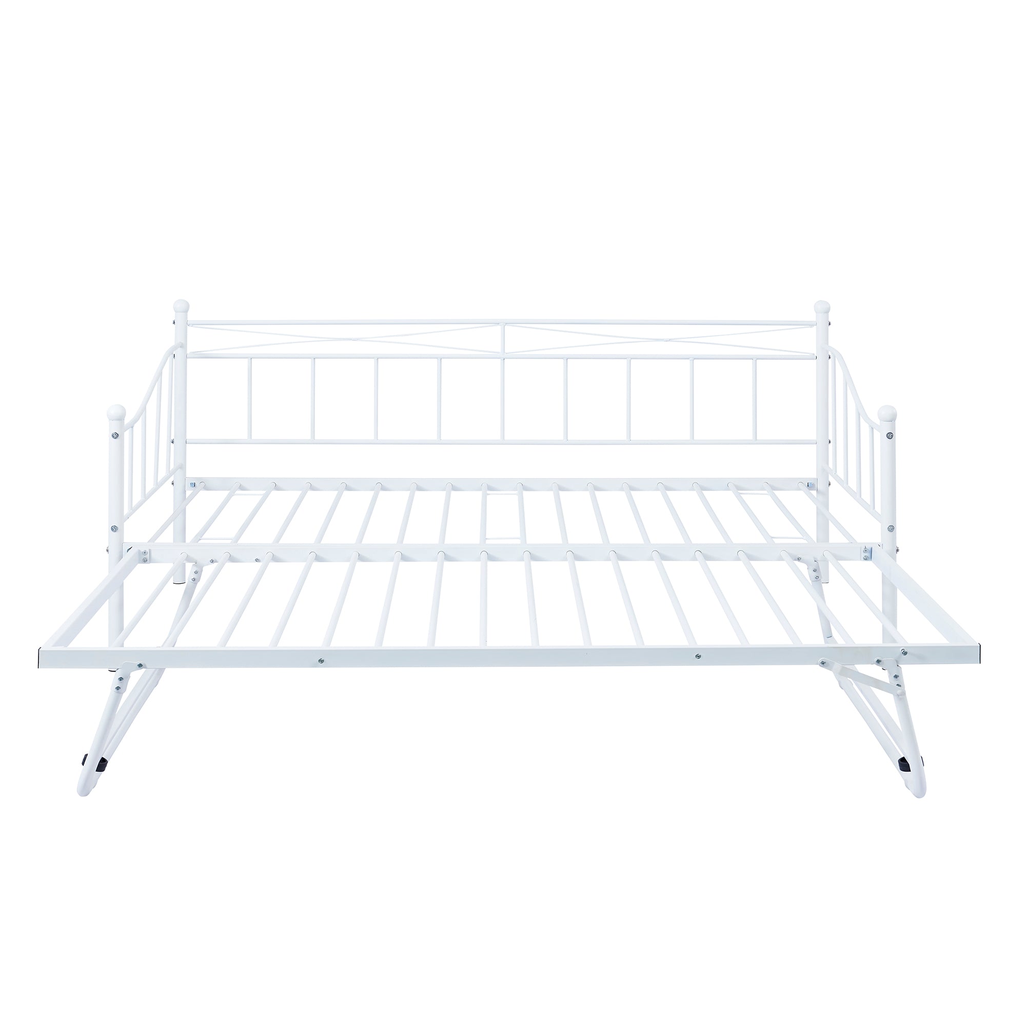 paproos Twin Size Daybed with Adjustable Pop Up Trundle, Heavy-Duty Steel Metal Bed Frame Space Saving, Perfect for Kids/Teens/Adults