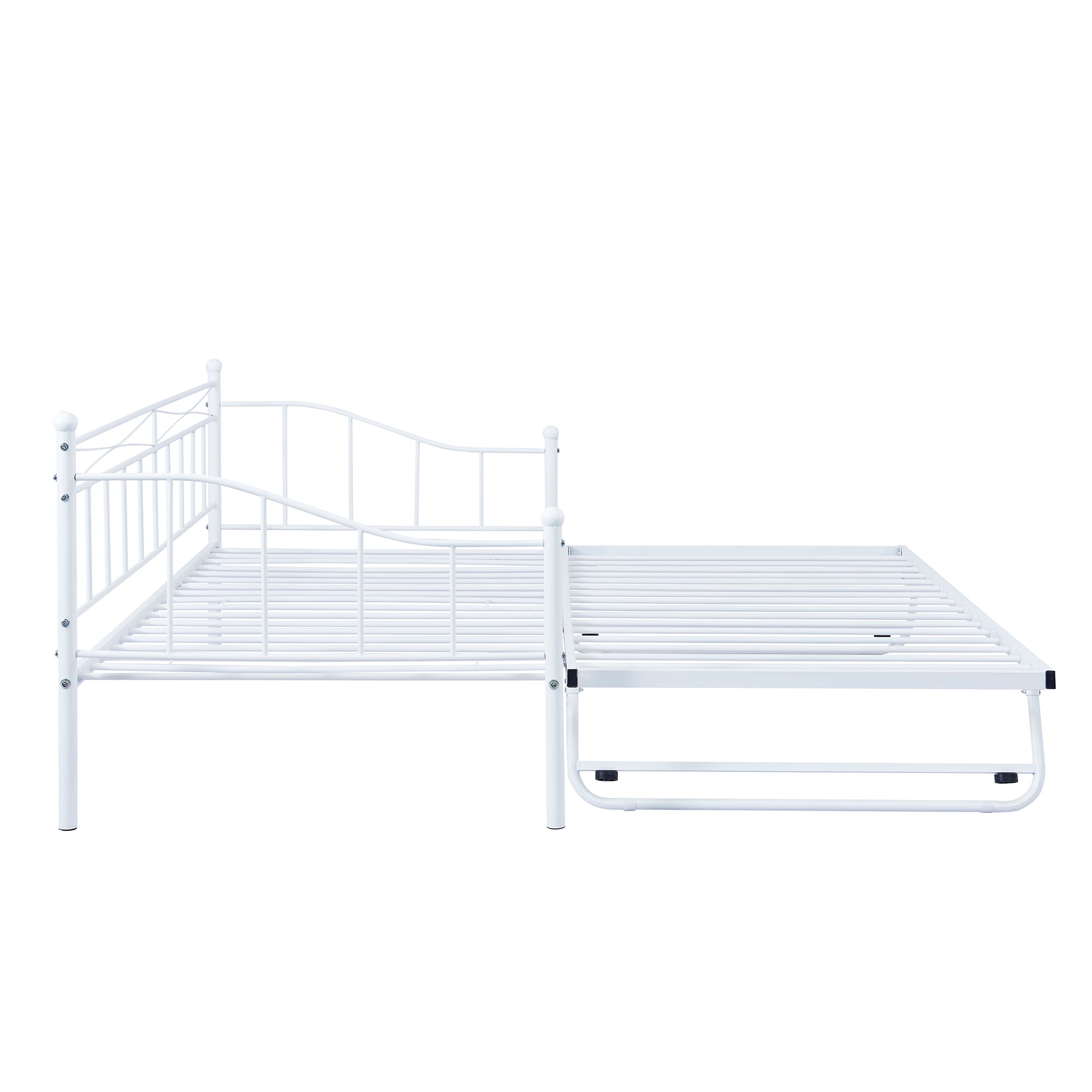 paproos Twin Size Daybed with Adjustable Pop Up Trundle, Heavy-Duty Steel Metal Bed Frame Space Saving, Perfect for Kids/Teens/Adults