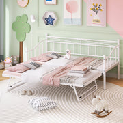 paproos Twin Size Daybed with Adjustable Pop Up Trundle, Heavy-Duty Steel Metal Bed Frame Space Saving, Perfect for Kids/Teens/Adults