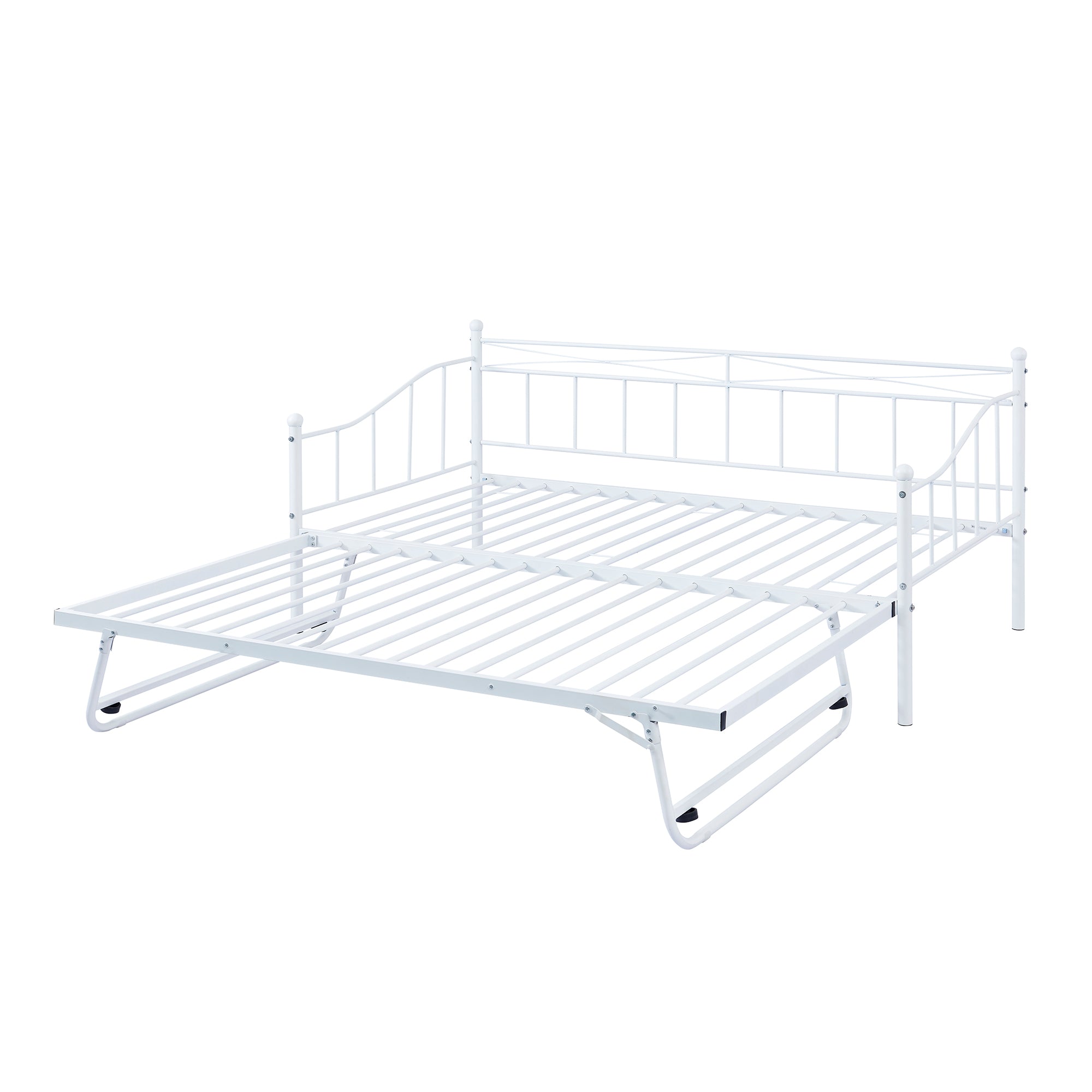 paproos Twin Size Daybed with Adjustable Pop Up Trundle, Heavy-Duty Steel Metal Bed Frame Space Saving, Perfect for Kids/Teens/Adults