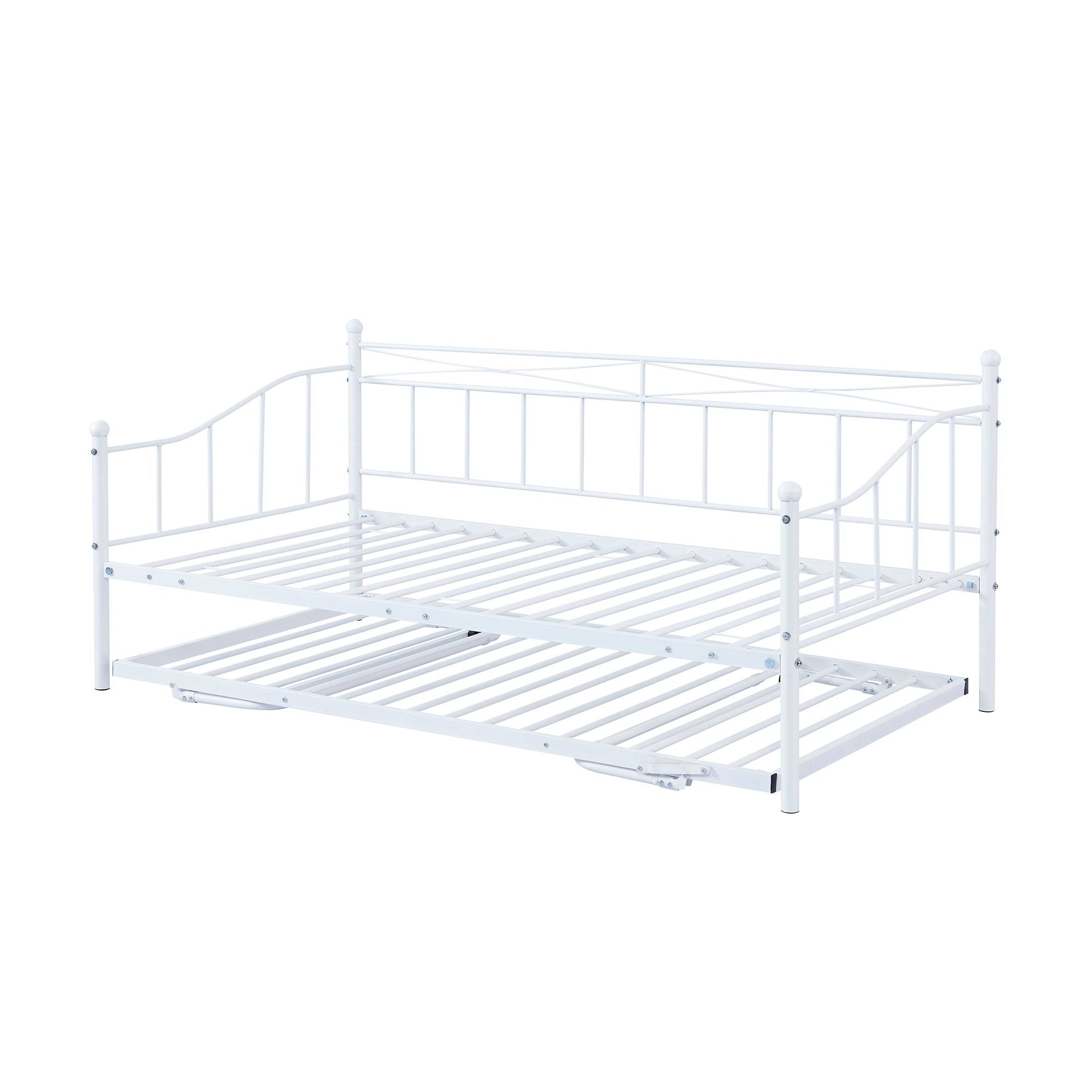 paproos Twin Size Daybed with Adjustable Pop Up Trundle, Heavy-Duty Steel Metal Bed Frame Space Saving, Perfect for Kids/Teens/Adults