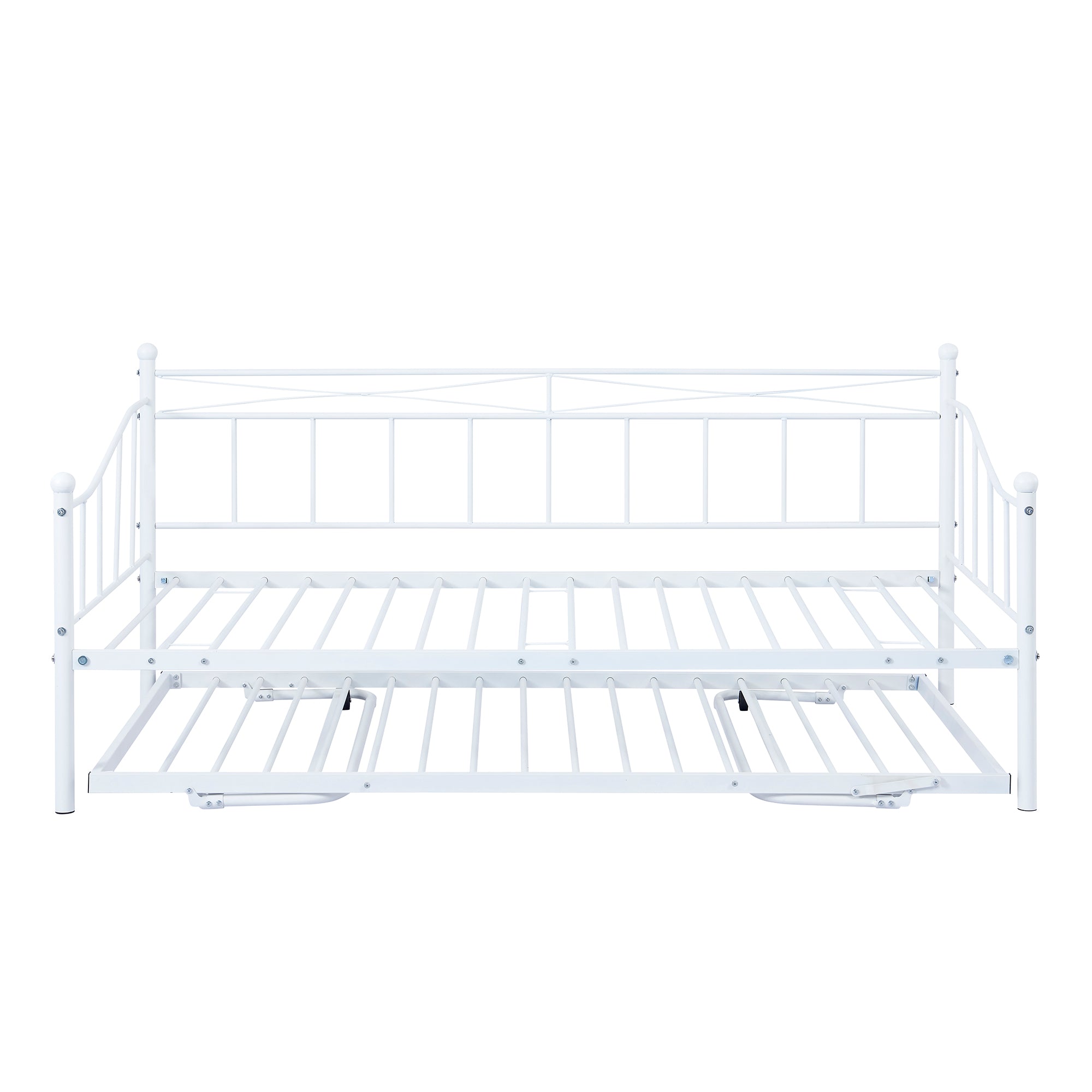 paproos Twin Size Daybed with Adjustable Pop Up Trundle, Heavy-Duty Steel Metal Bed Frame Space Saving, Perfect for Kids/Teens/Adults