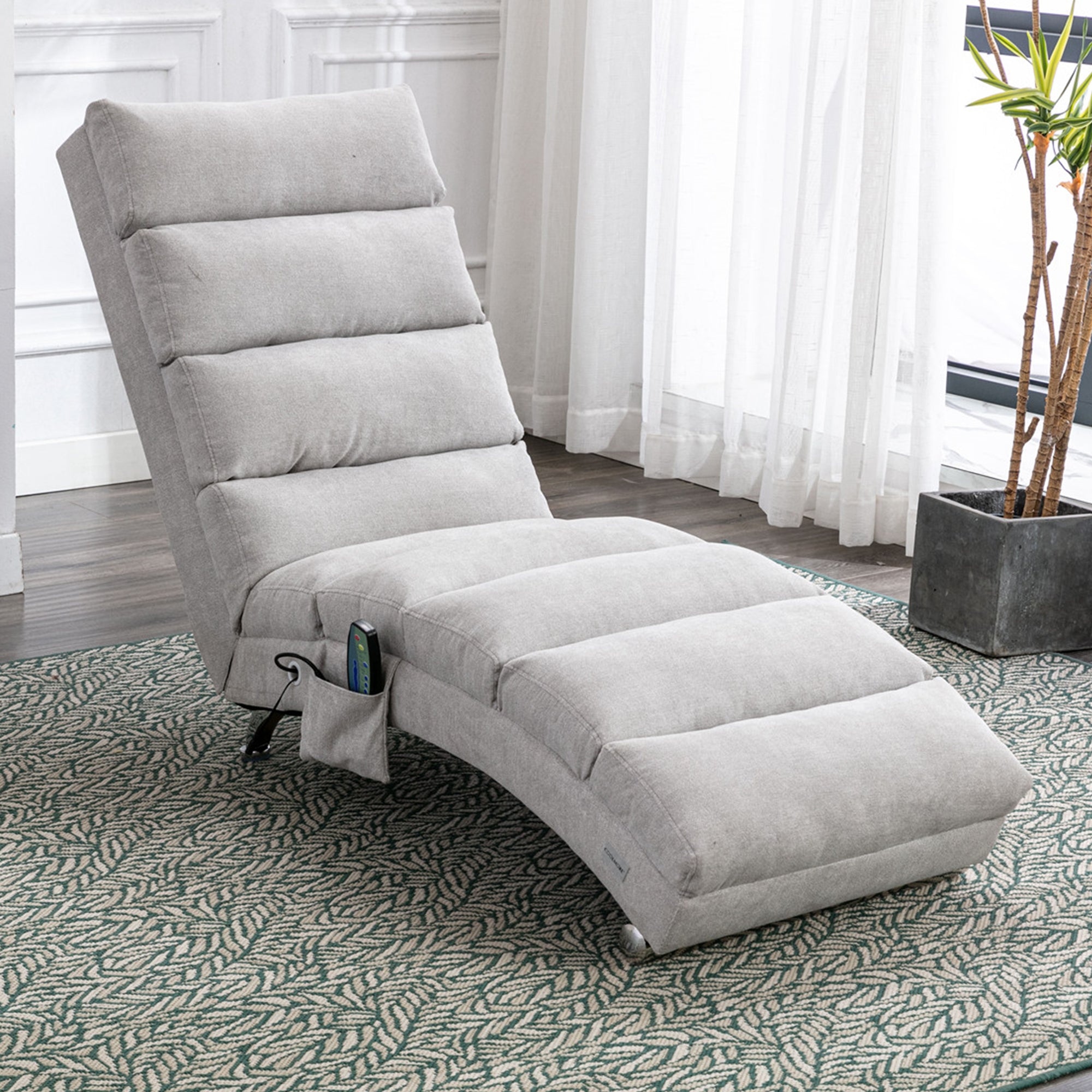 paproos Massage Chaise Lounge, Indoor Ergonomic Electric Massage Long Lounger with Remote Control, LJC