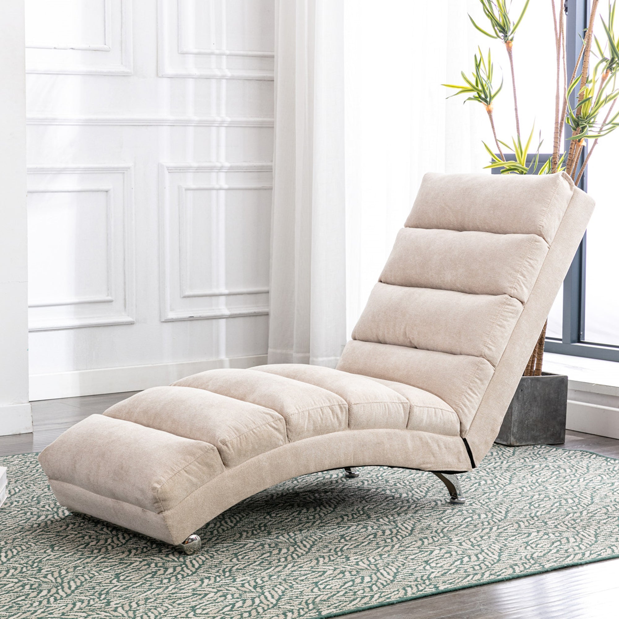 paproos Massage Chaise Lounge, Indoor Ergonomic Electric Massage Long Lounger with Remote Control, LJC