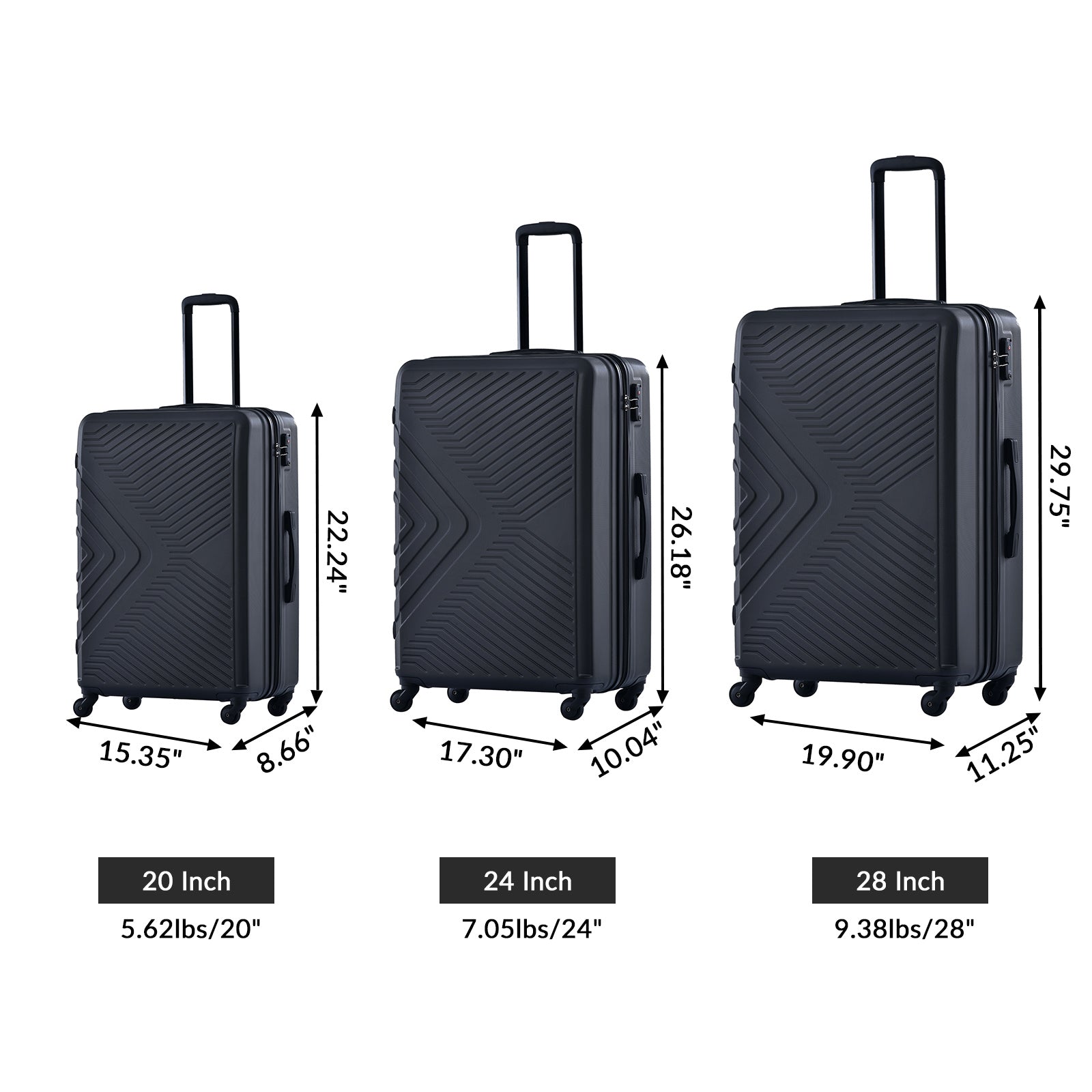 Paproos Travel Luggage Set of 3, LJC