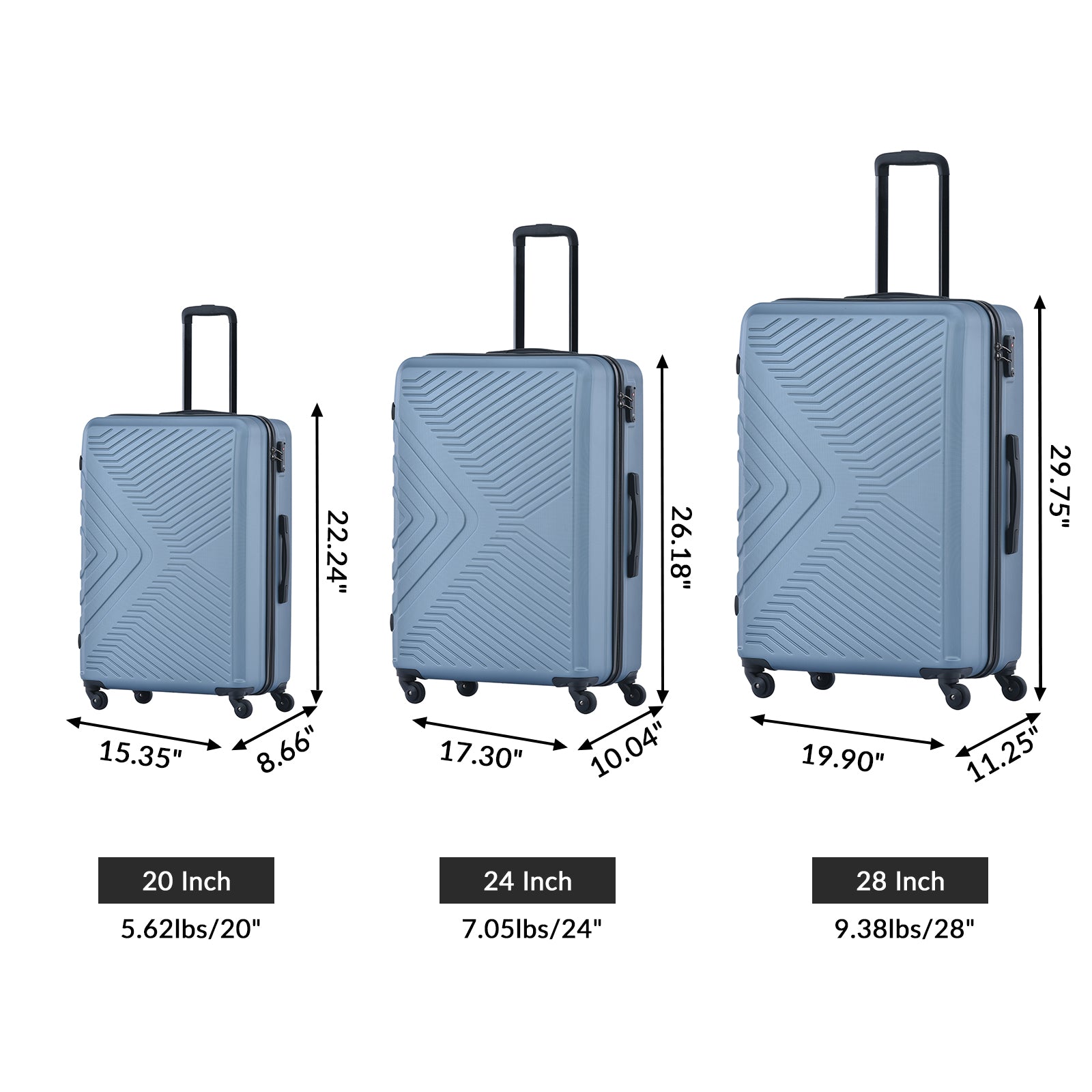 Paproos Travel Luggage Set of 3, LJC