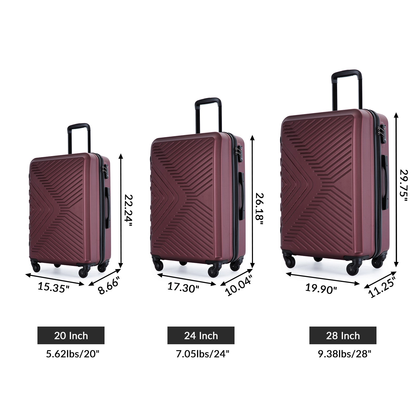Paproos Travel Luggage Set of 3, LJC
