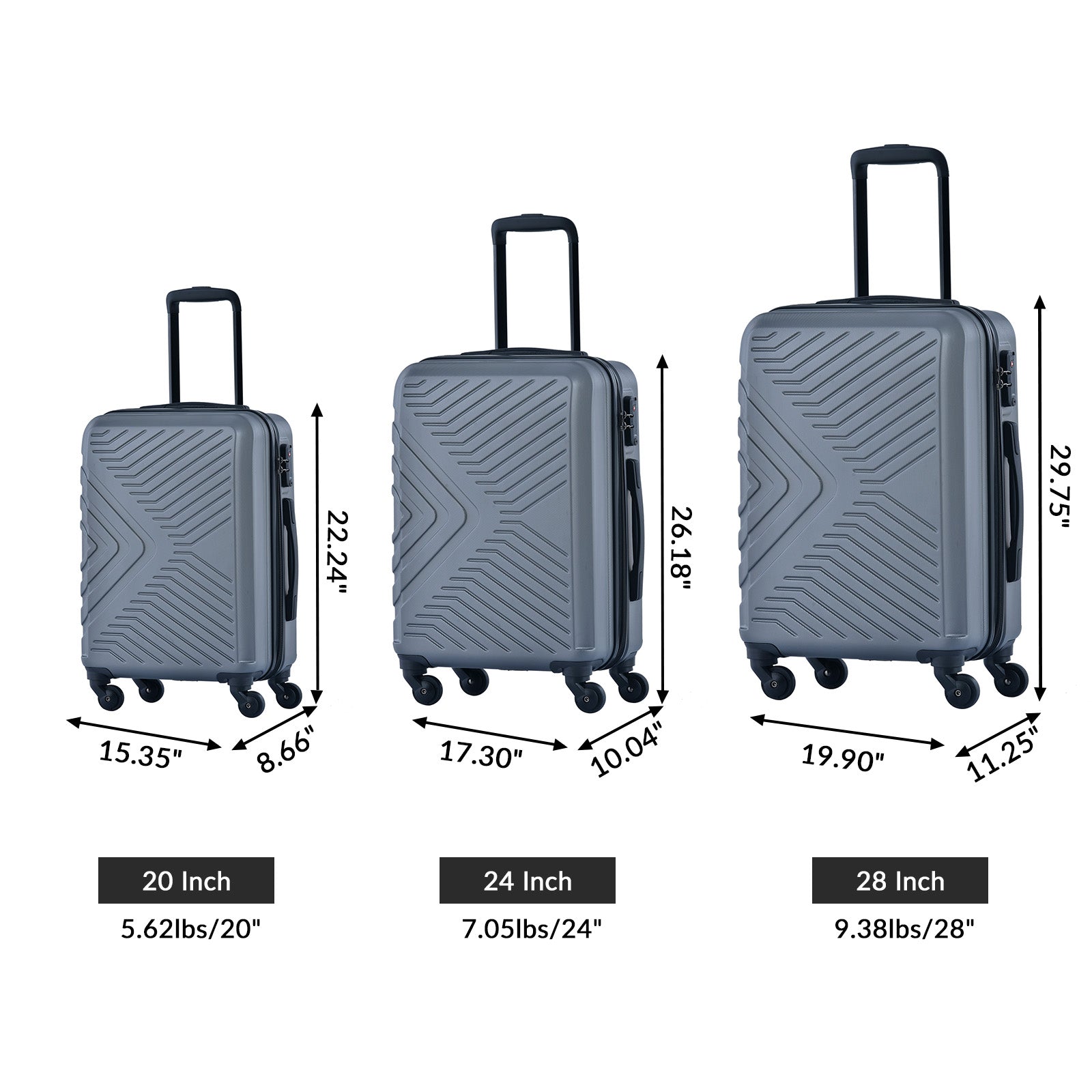 Paproos Travel Luggage Set of 3, LJC