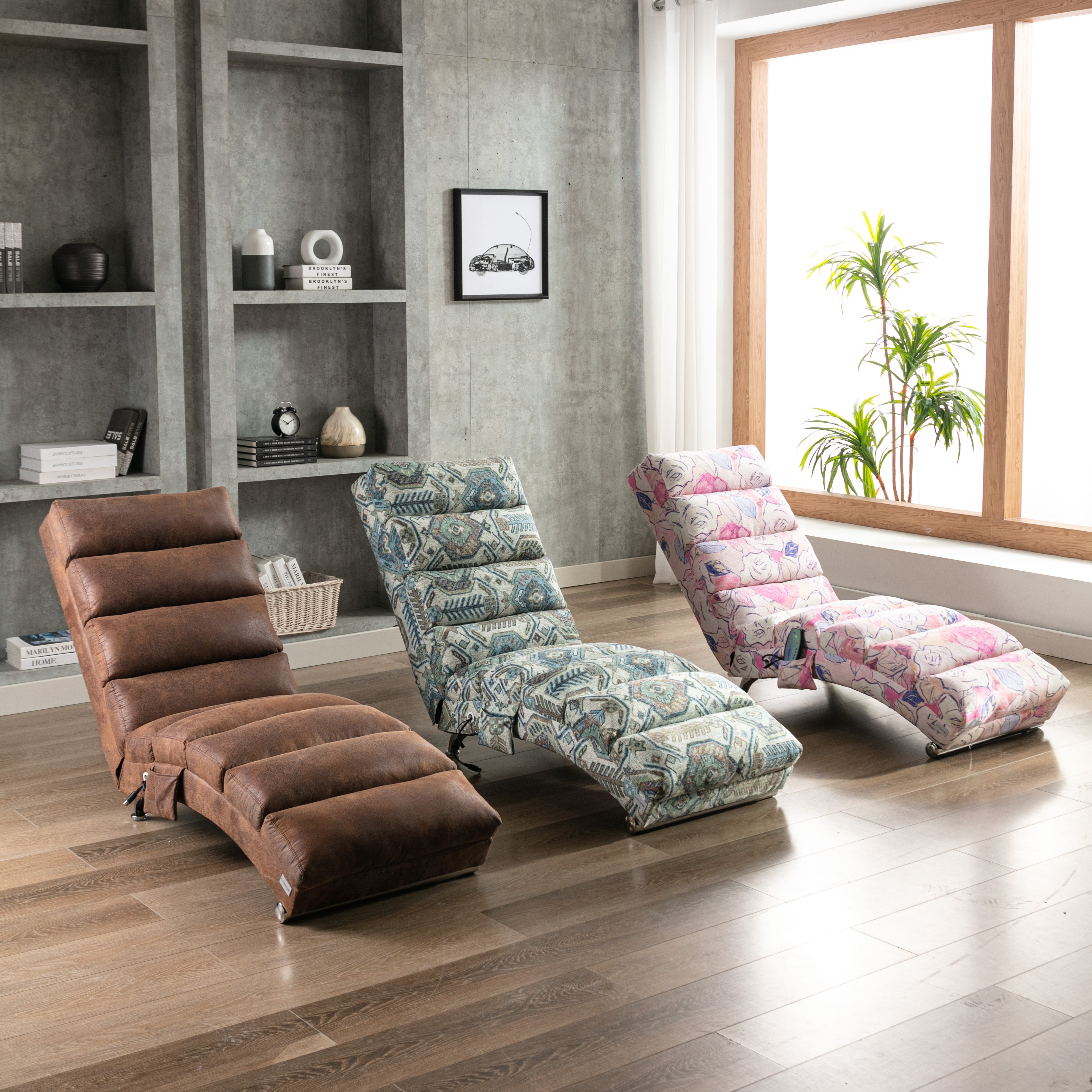 paproos Massage Chaise Lounge, Indoor Ergonomic Electric Massage Long Lounger with Remote Control, LJC
