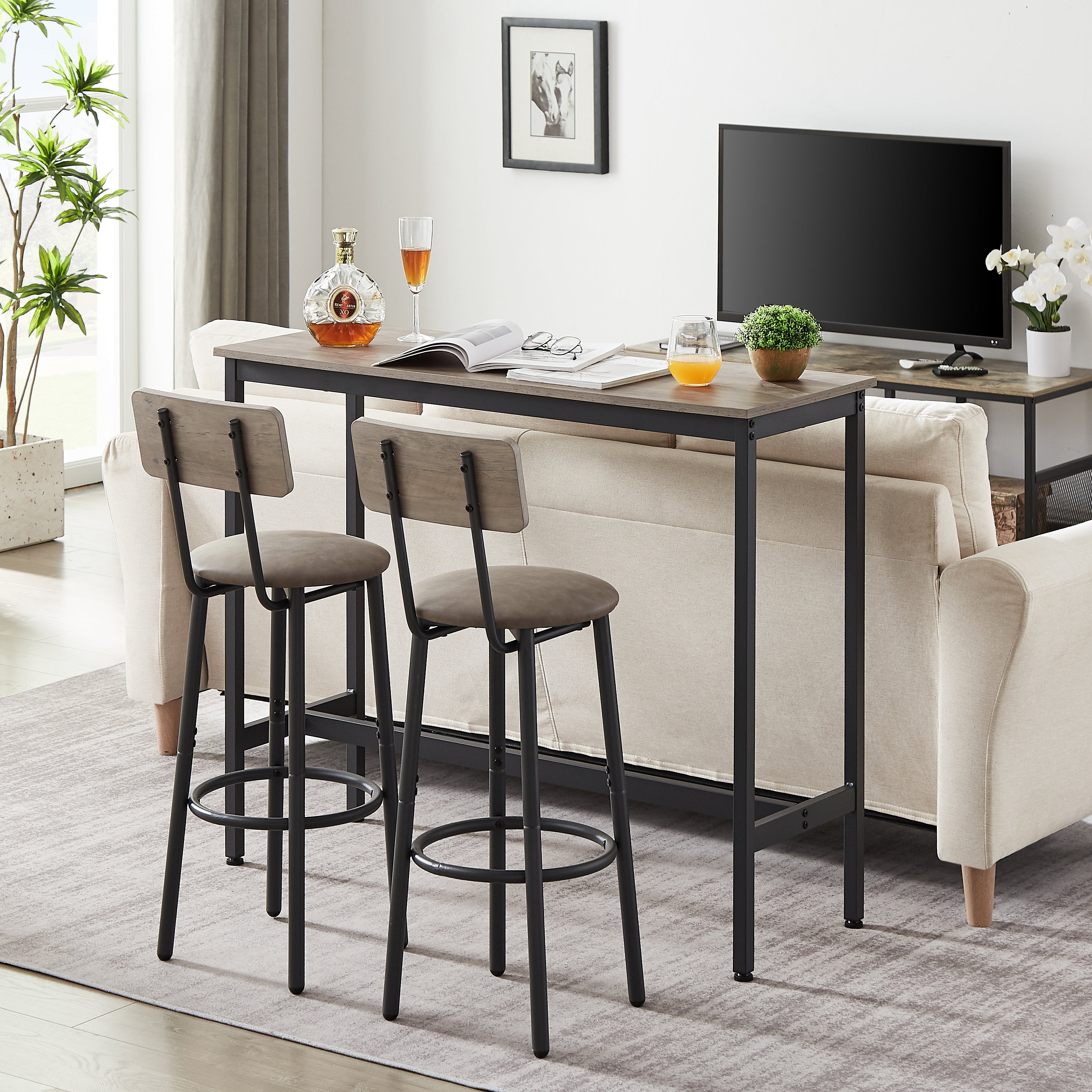 paproos 3 Piece Bar Table Set with Collapsible Bottle Holder