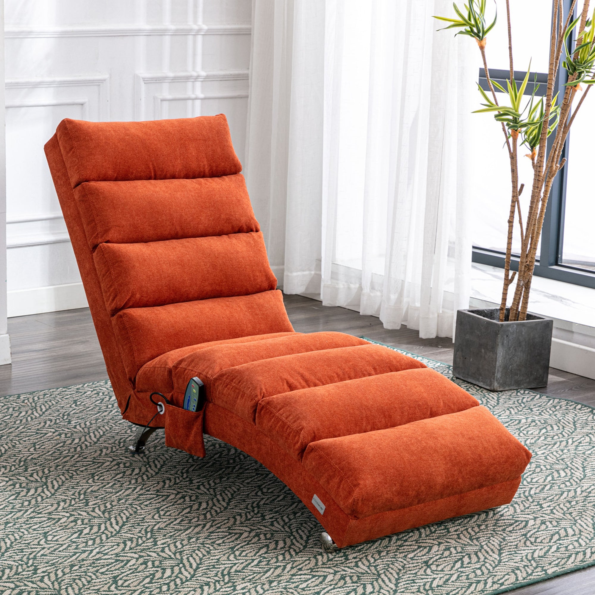 paproos Massage Chaise Lounge, Indoor Ergonomic Electric Massage Long Lounger with Remote Control, LJC