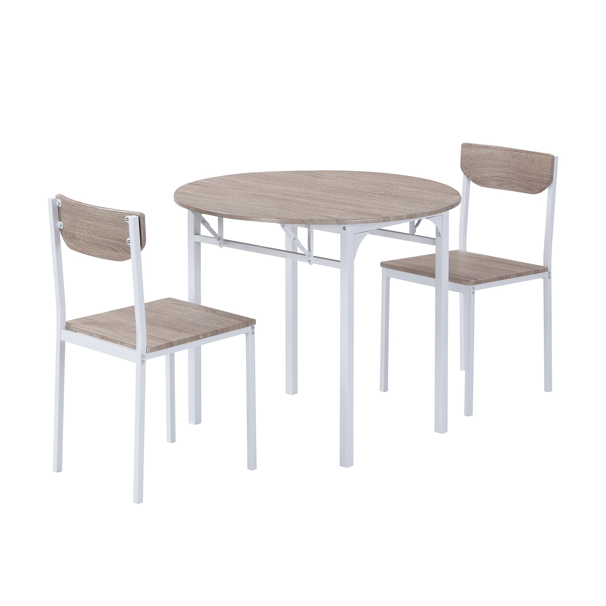 paproos 3-Piece Dining Table Set with Drop Leaf and 2 Chairs, LJC