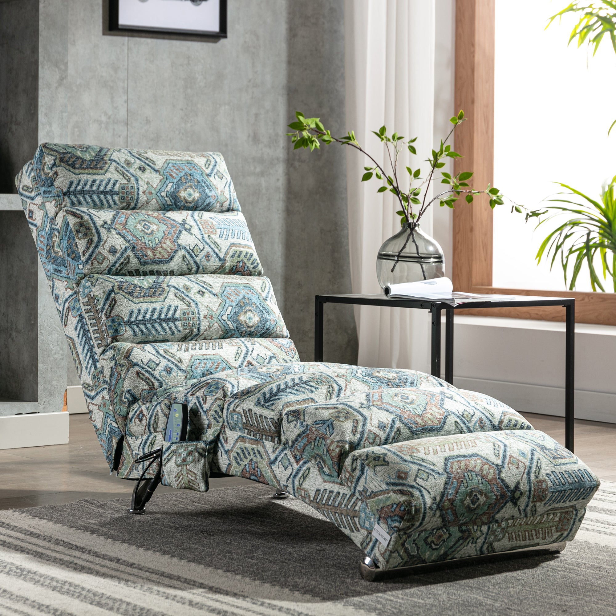 paproos Massage Chaise Lounge, Indoor Ergonomic Electric Massage Long Lounger with Remote Control, LJC