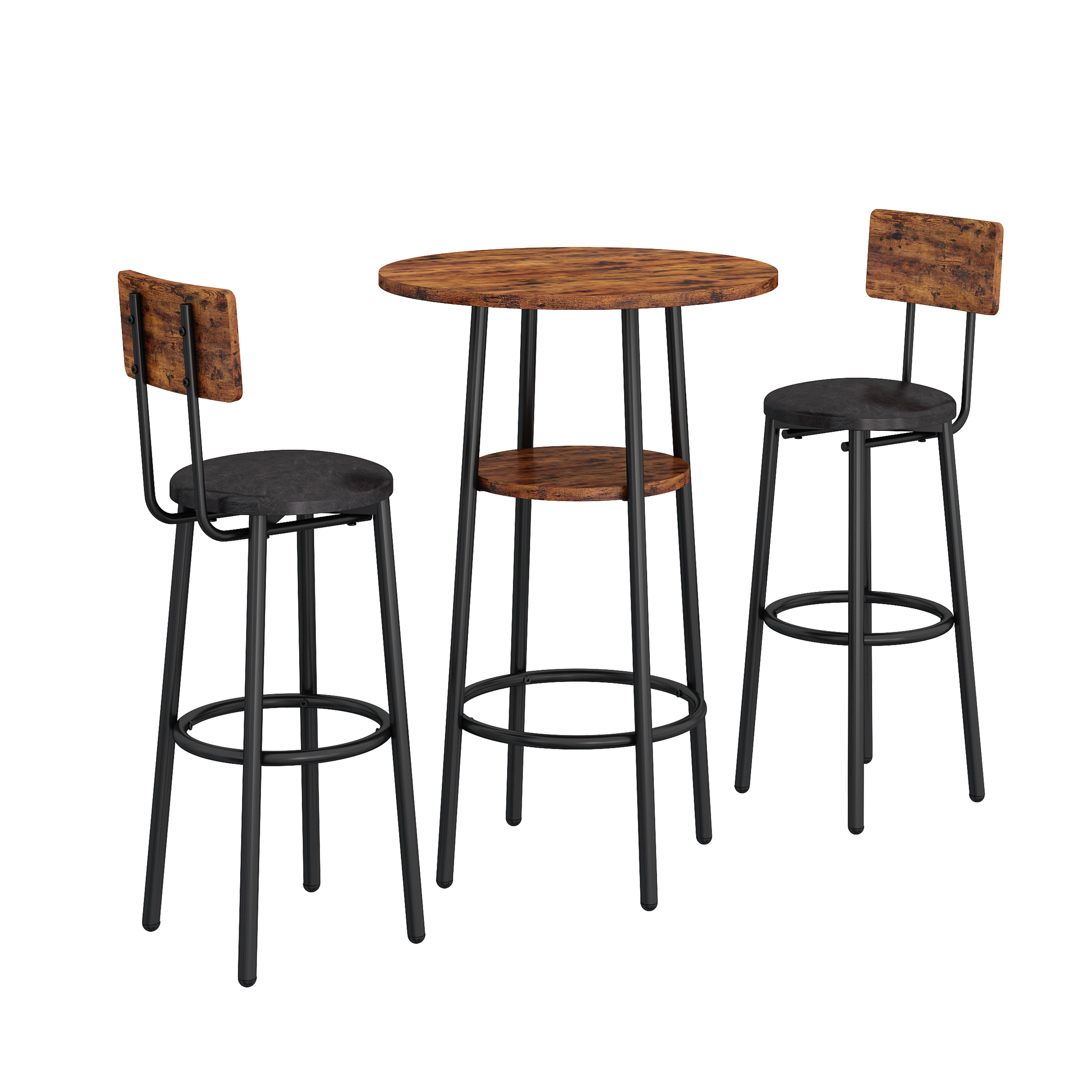 paproos 3 Piece Bar Table Set with Collapsible Bottle Holder
