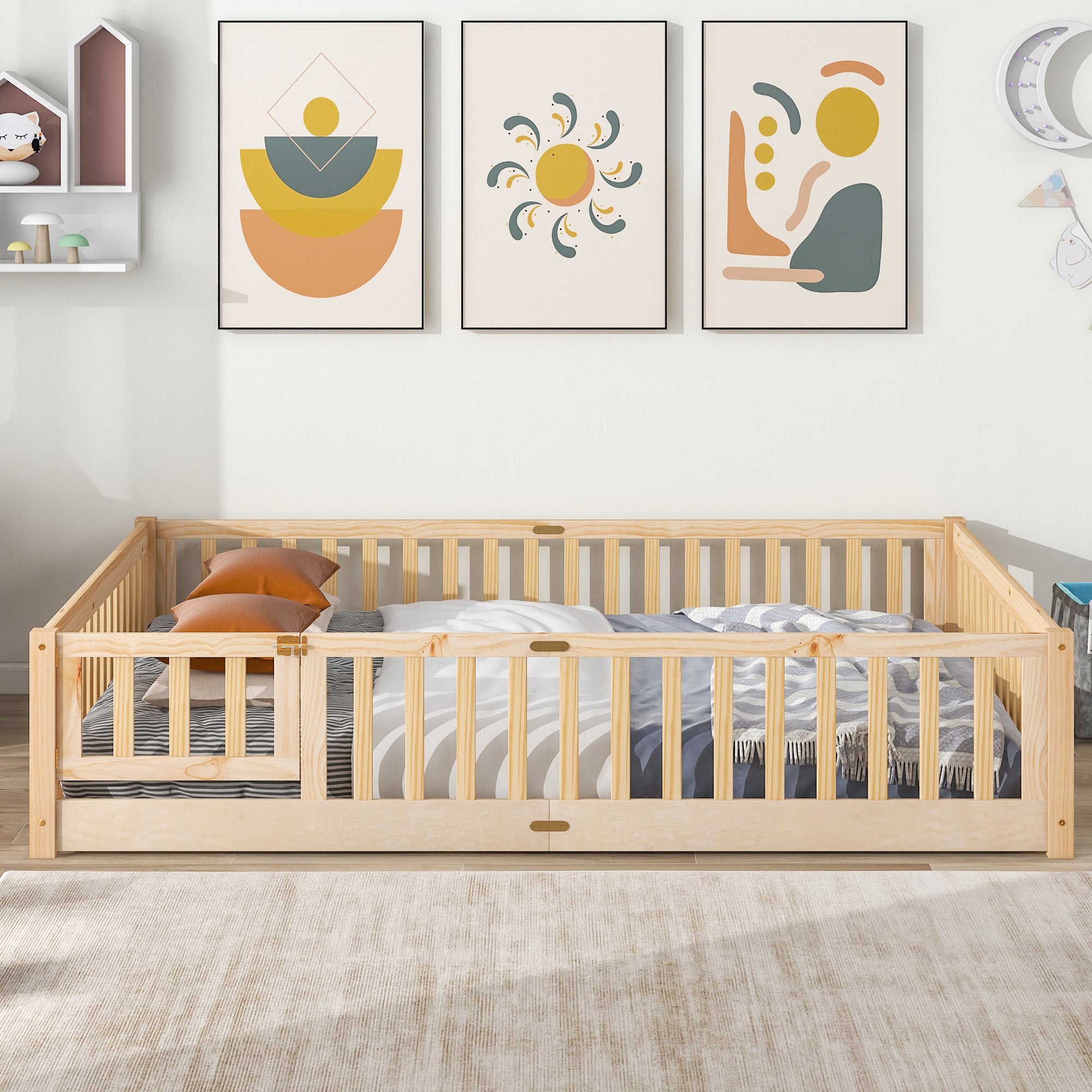 PAPROOS Wood Montessor Floor Bed