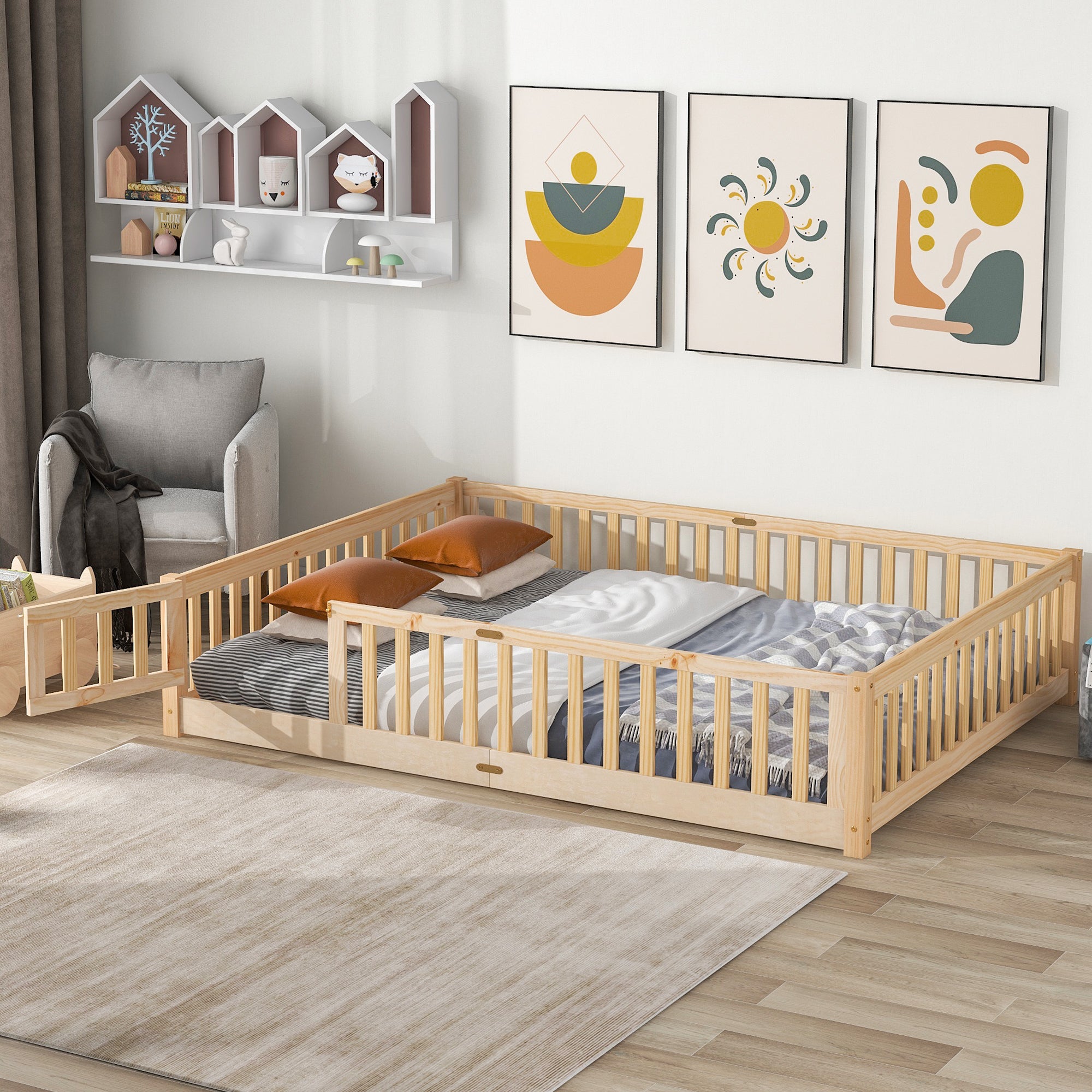 PAPROOS Wood Montessor Floor Bed