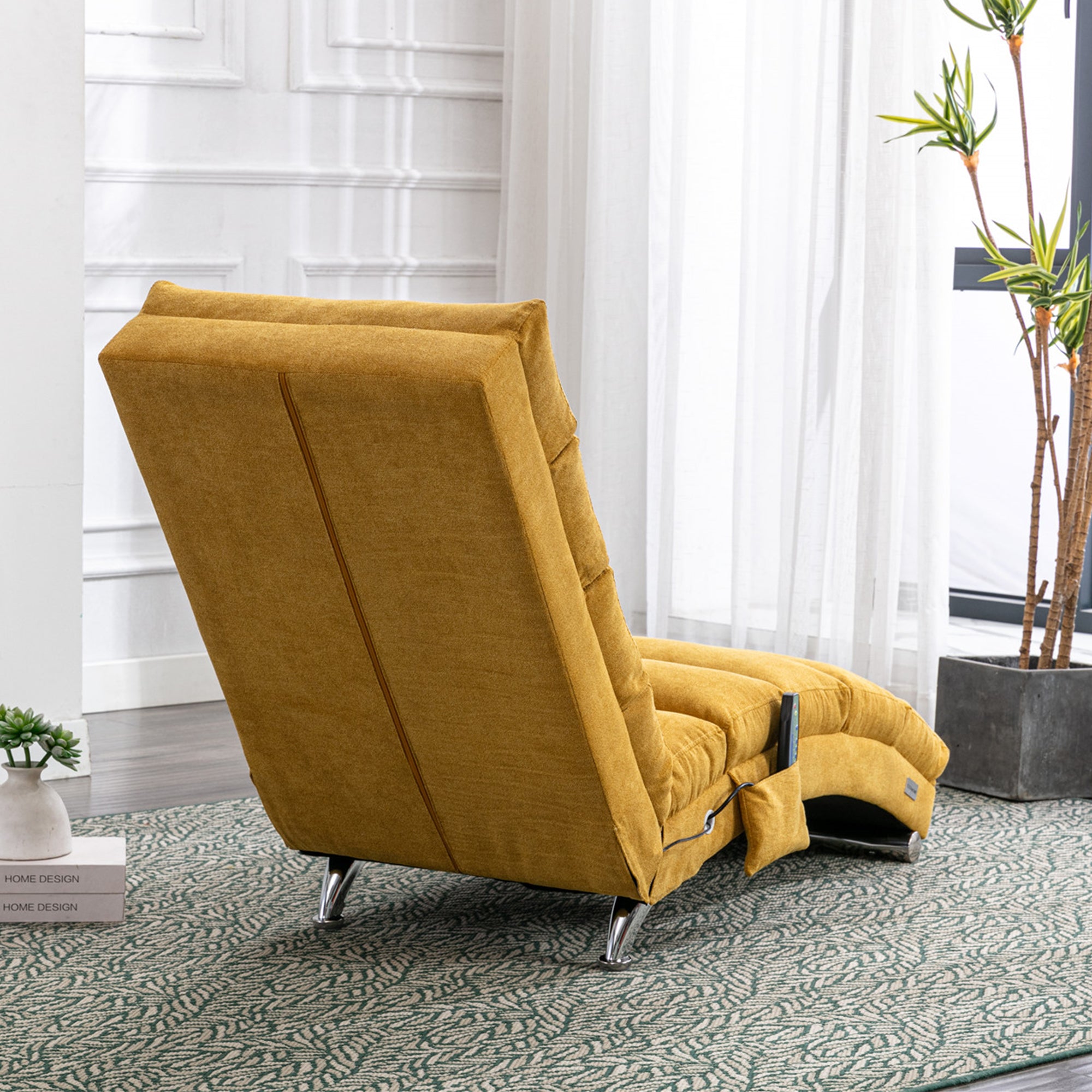 paproos Massage Chaise Lounge, Indoor Ergonomic Electric Massage Long Lounger with Remote Control, LJC