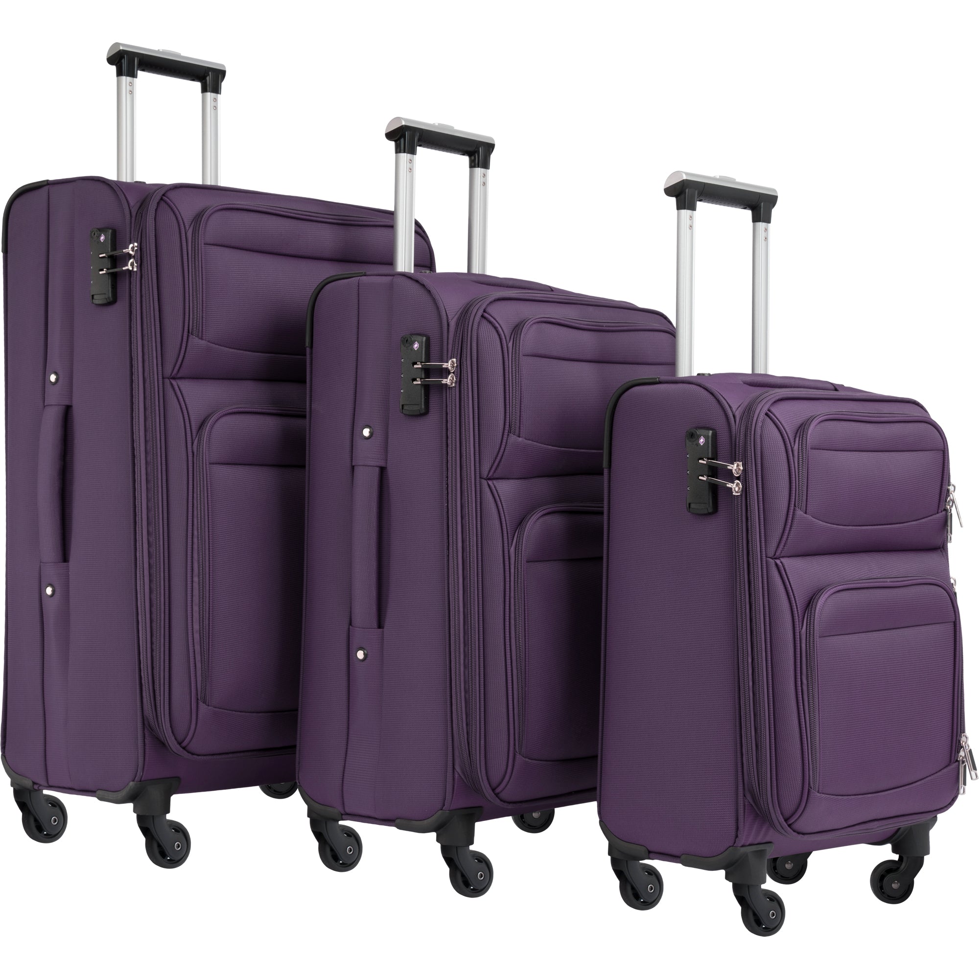 paproos 3 PCS Luggage Set, Lightweight Carry on Softside Suitcases Set, 22in 26in 30in