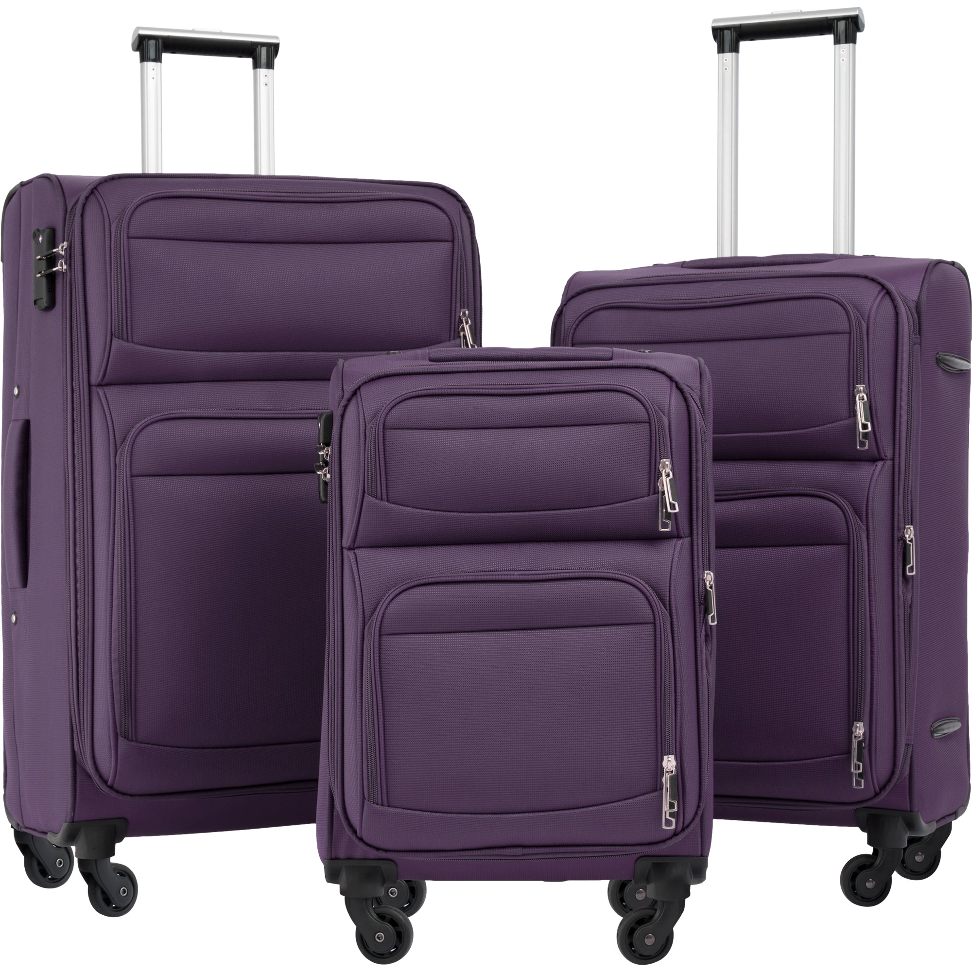 paproos 3 Piece Softside Luggage Set, 22in 26in 30in 3 in 1 Oxford Fabric Carry on Softshell Suitcases Set
