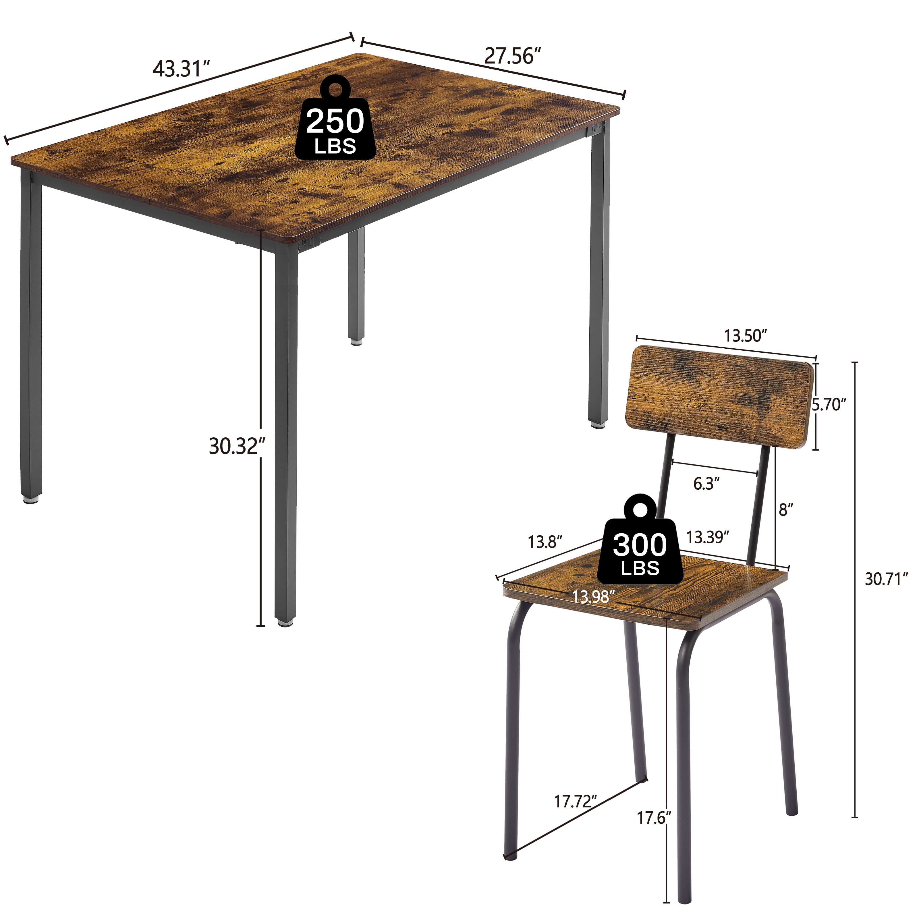 PAPROOS Dining Table Set for 4, Modern 5-Piece Kitchen Table Set with Marble Top and Faux Leather Upholstery Chairs