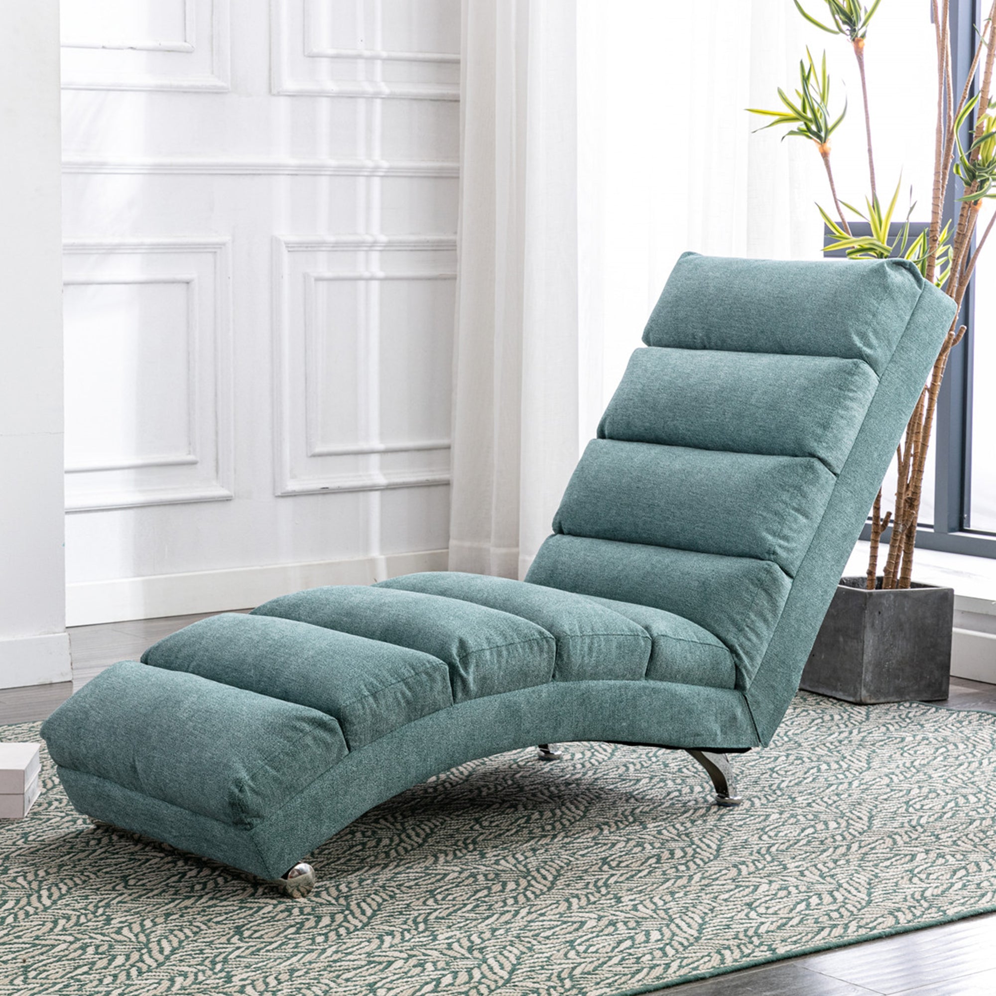 paproos Massage Chaise Lounge, Indoor Ergonomic Electric Massage Long Lounger with Remote Control, LJC