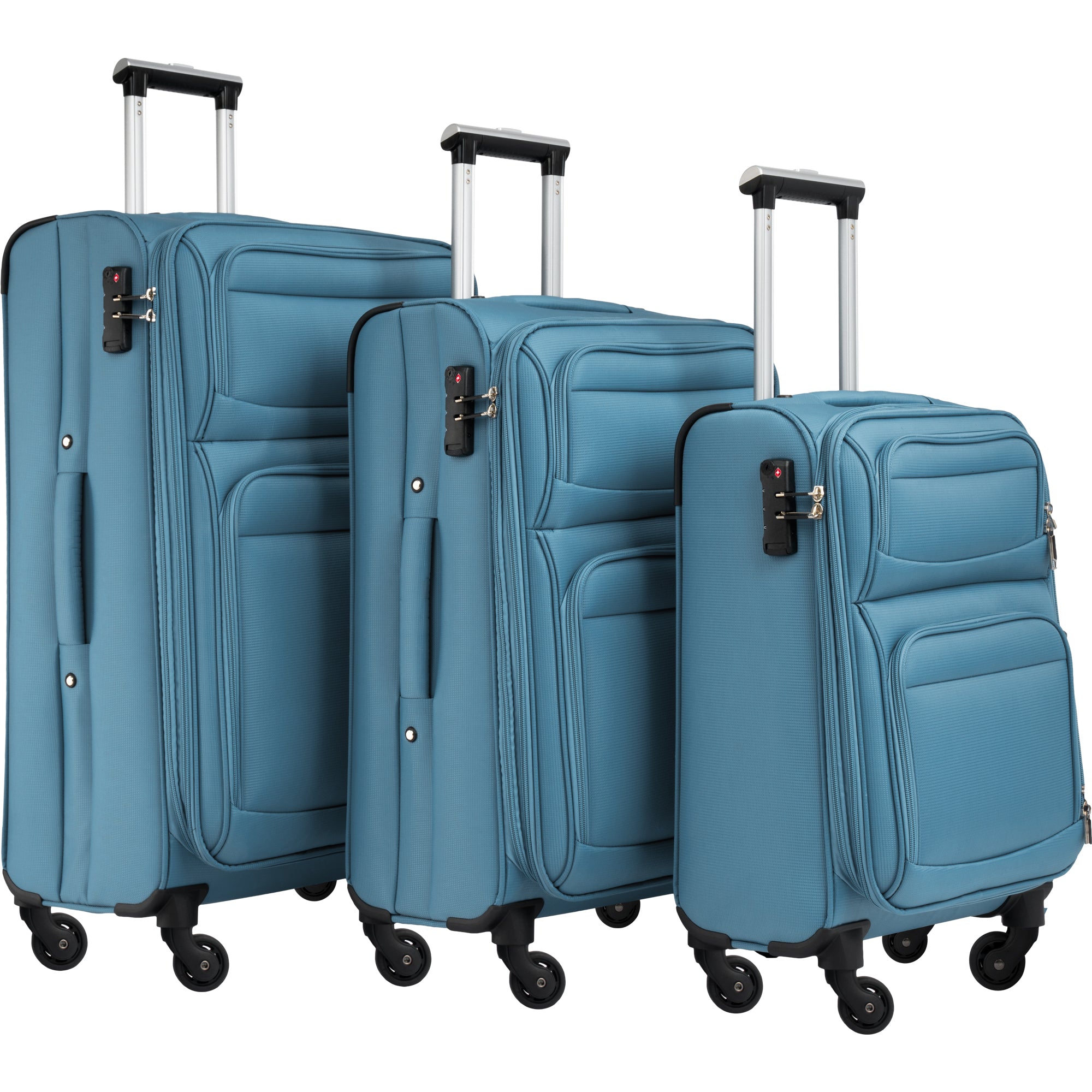paproos 3 Piece Softside Luggage Set, 22in 26in 30in 3 in 1 Oxford Fabric Carry on Softshell Suitcases Set
