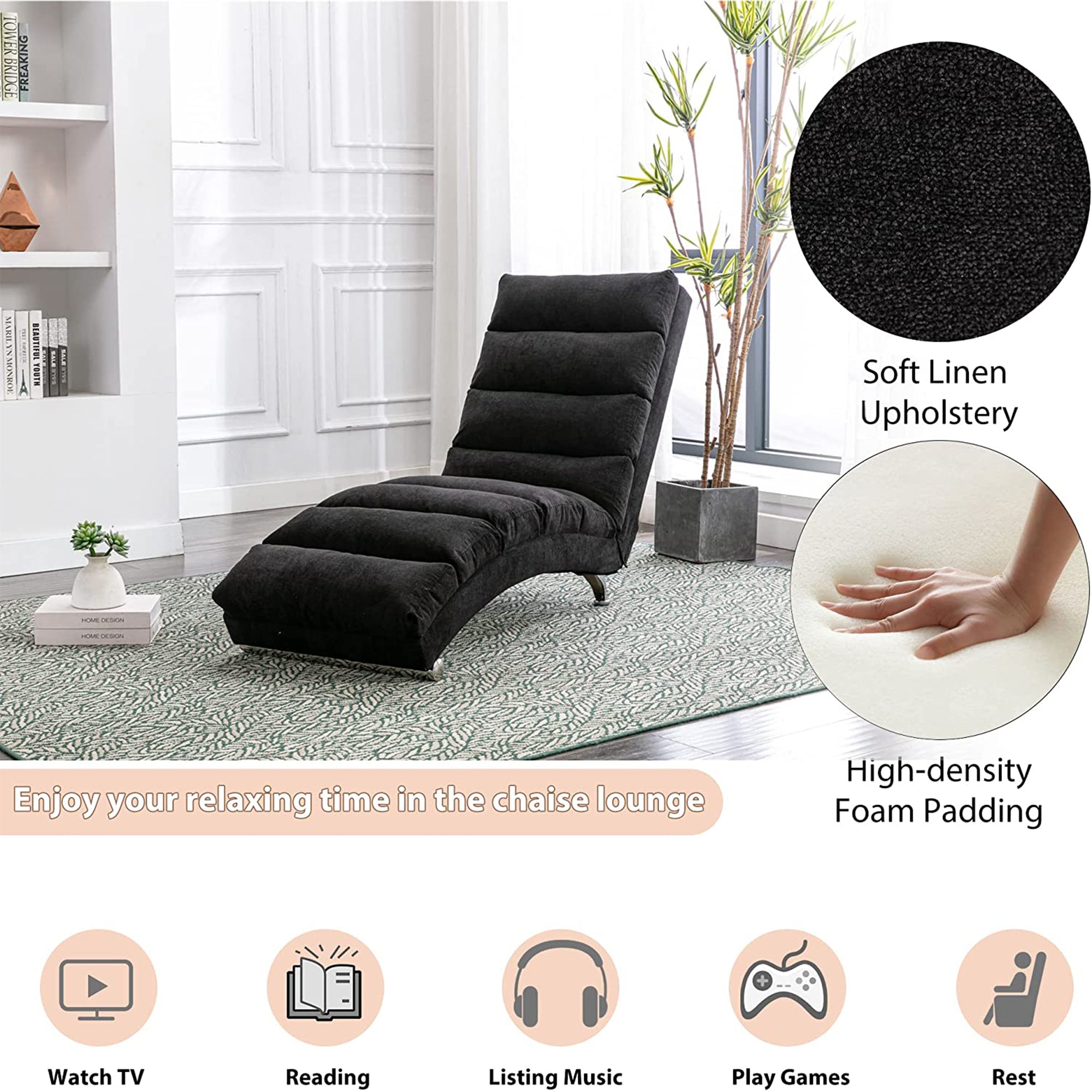 paproos Massage Chaise Lounge, Indoor Ergonomic Electric Massage Long Lounger with Remote Control, LJC