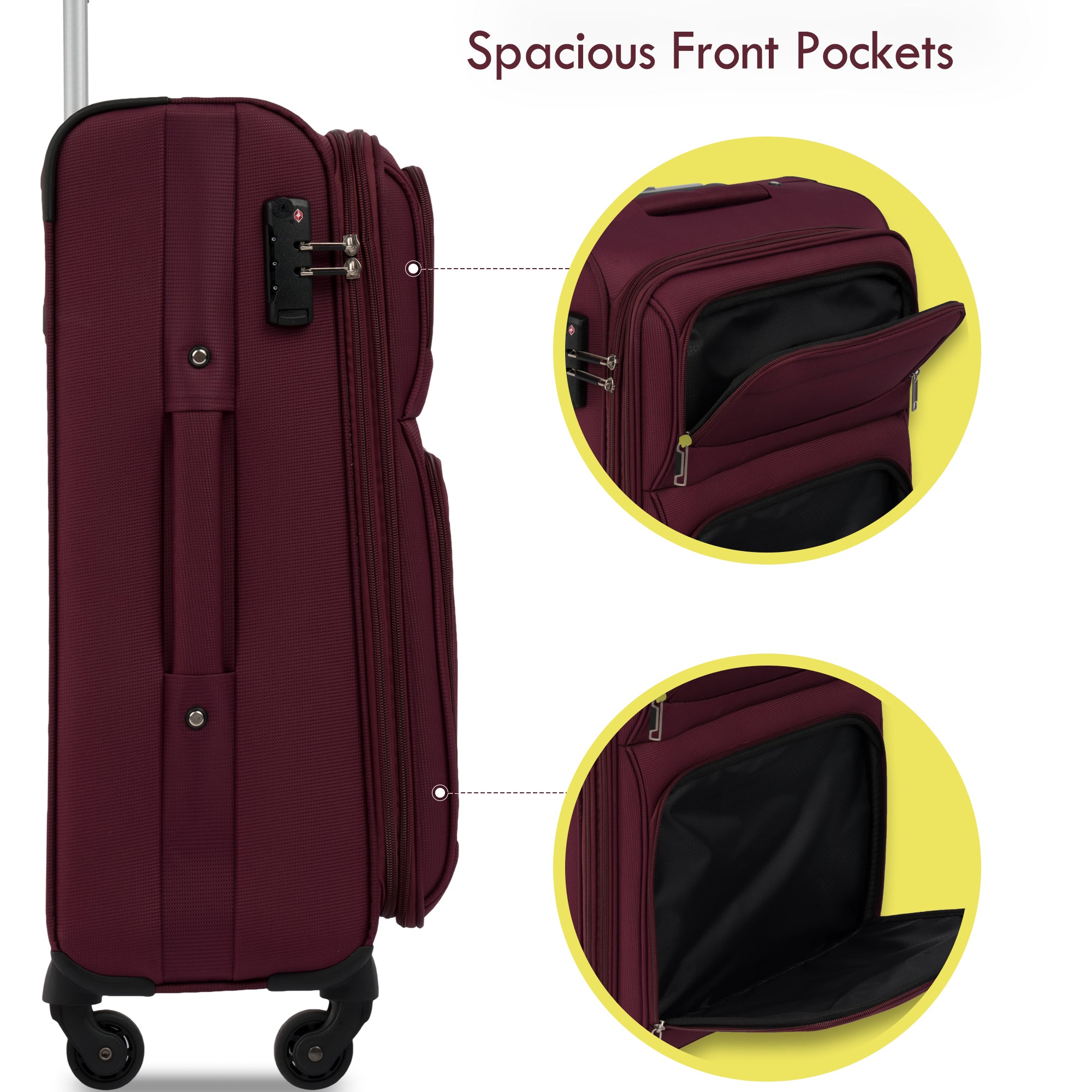 paproos 3 PCS Luggage Set, Lightweight Carry on Softside Suitcases Set, 22in 26in 30in
