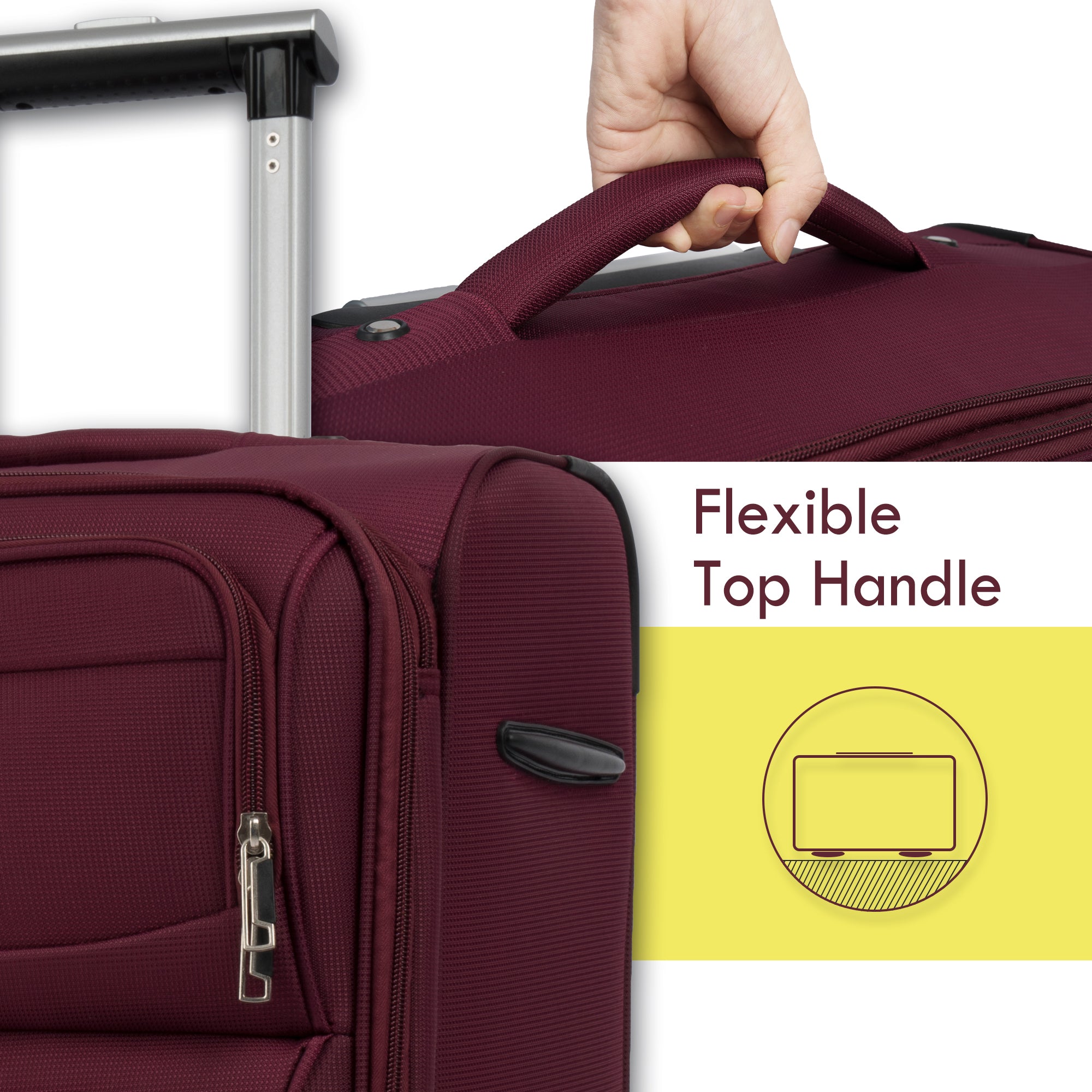 paproos 3 Piece Softside Luggage Set, 22in 26in 30in 3 in 1 Oxford Fabric Carry on Softshell Suitcases Set