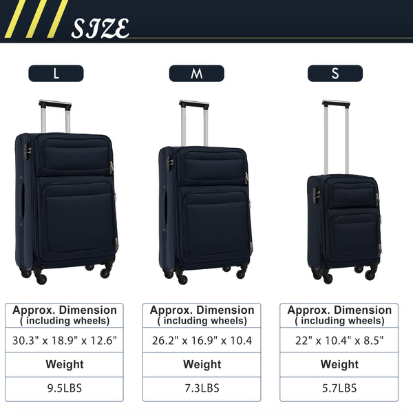 Paproos 3 Pcs Hardside Luggage Set, 21in 25in 29in 3 in 1 Carry on  Softshell Suitcases Set, Expandable Suitcase with Spinner Wheel and TSA  Lock