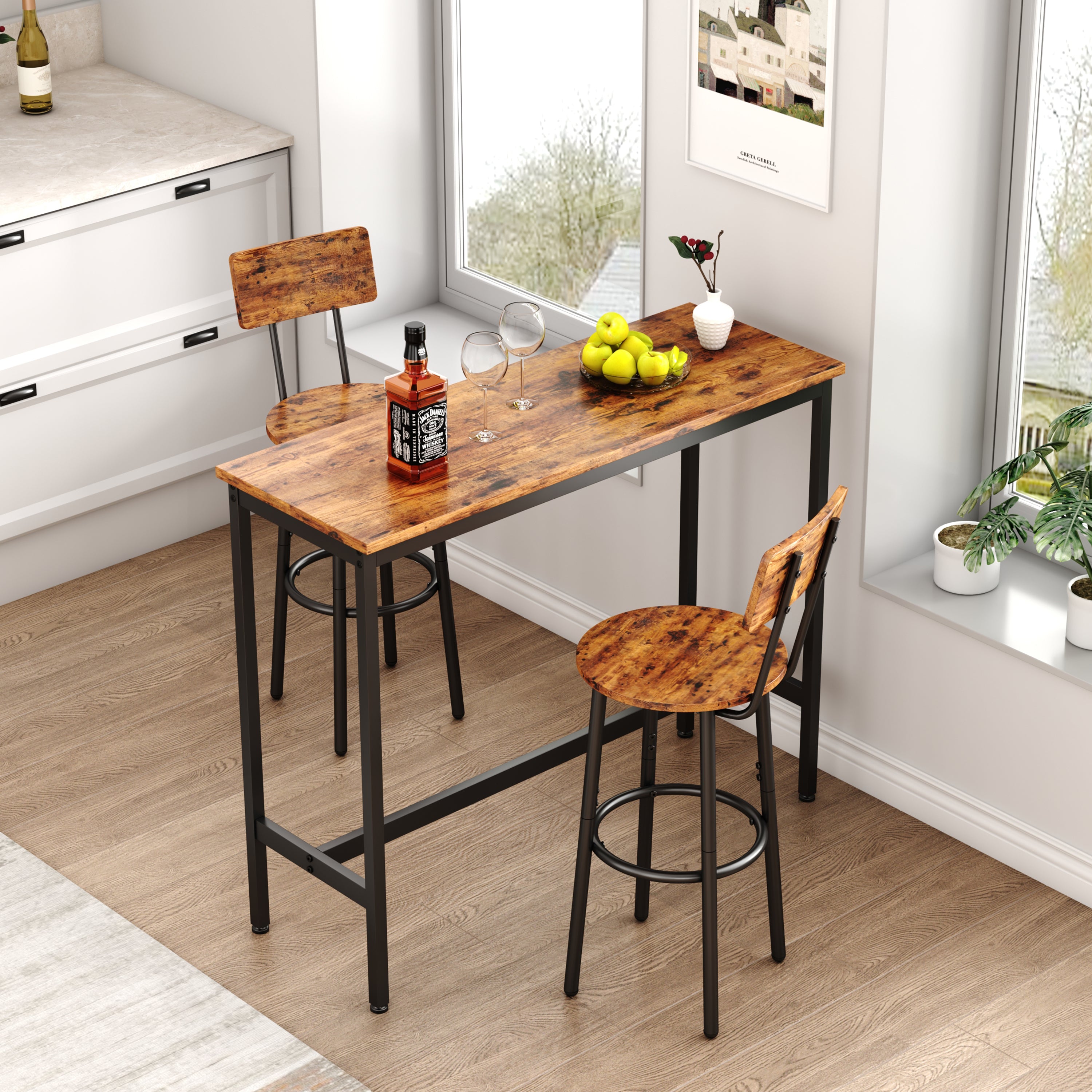 paproos 3 Piece Bar Table Set with Collapsible Bottle Holder