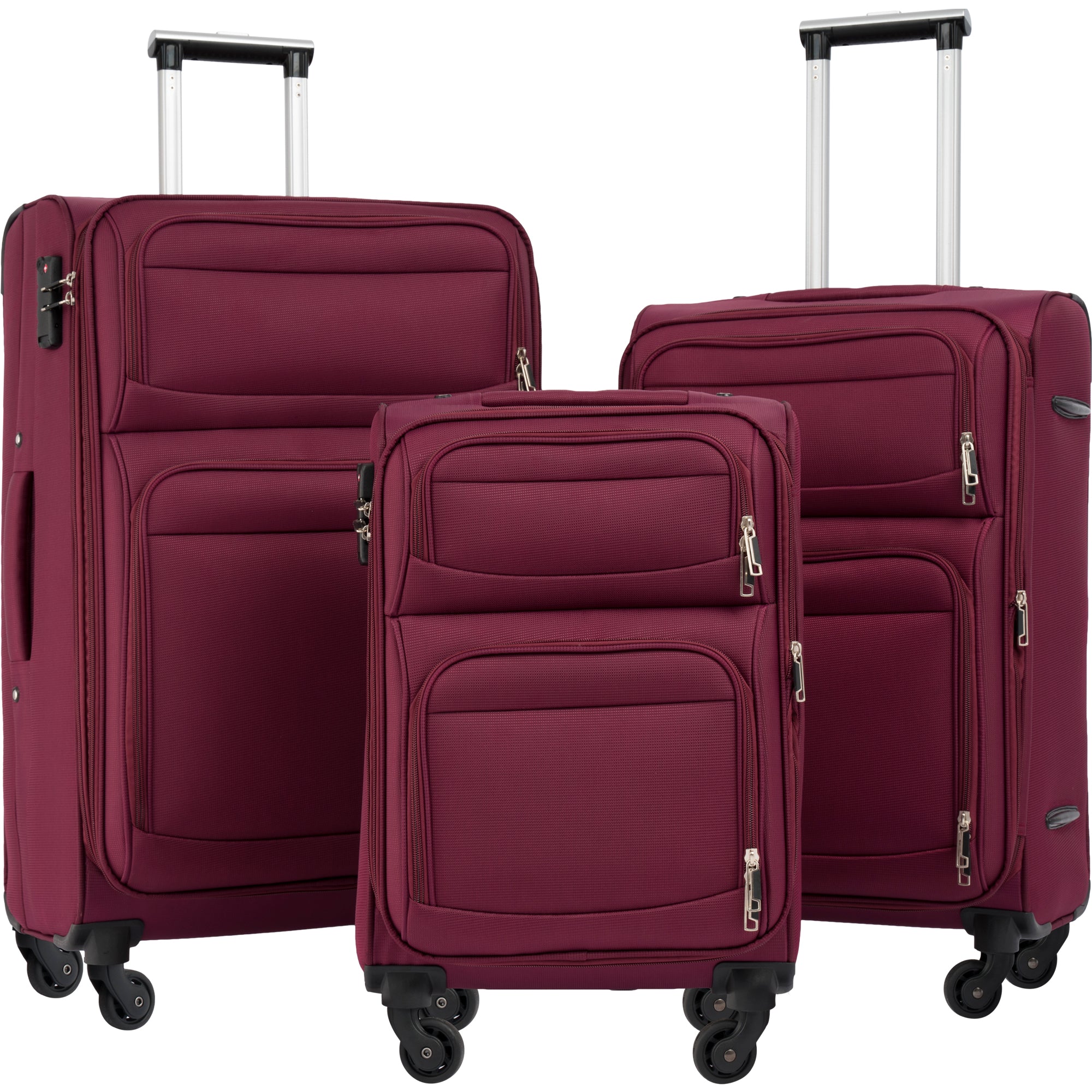 paproos 3 Piece Softside Luggage Set, 22in 26in 30in 3 in 1 Oxford Fabric Carry on Softshell Suitcases Set