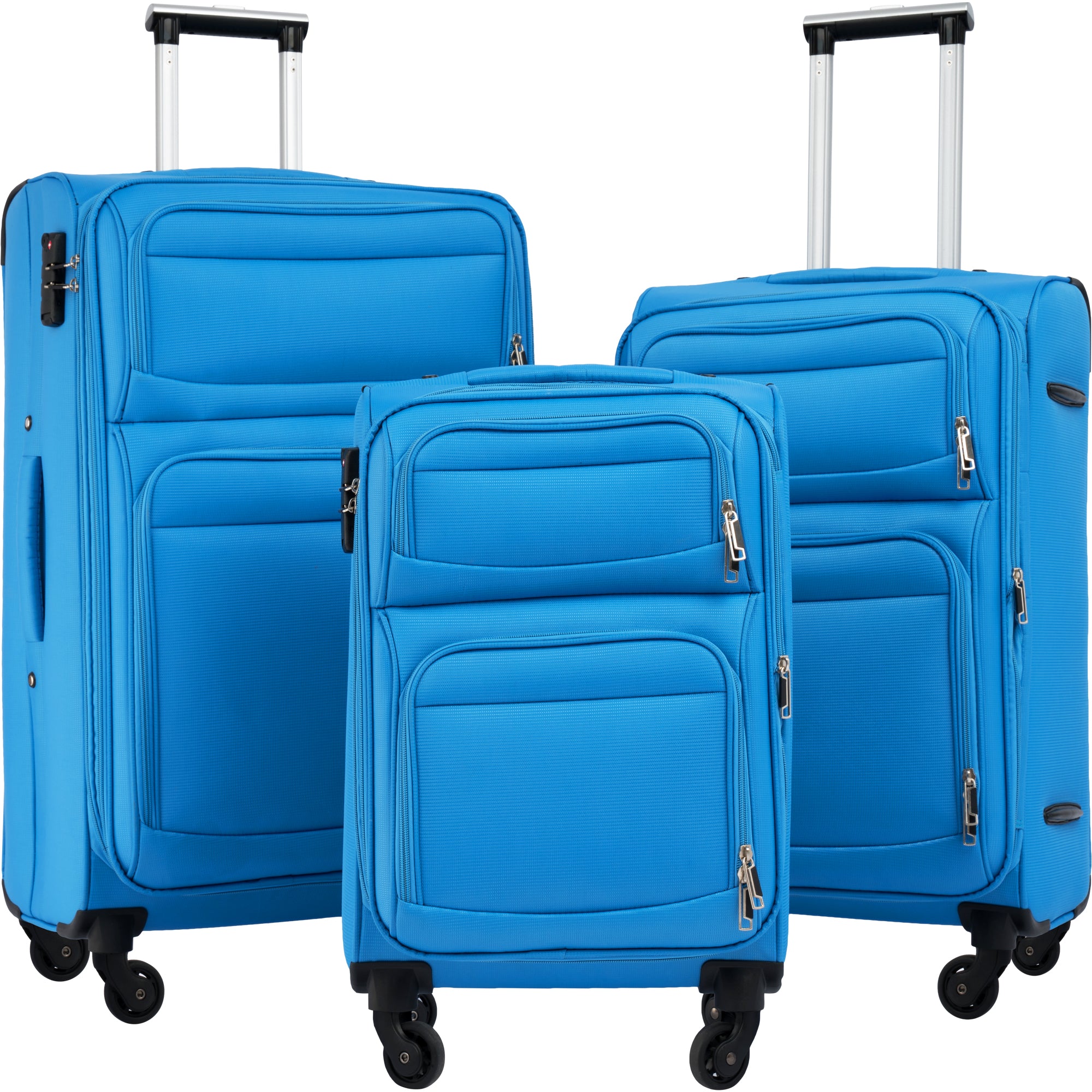 paproos 3 Piece Softside Luggage Set, 22in 26in 30in 3 in 1 Oxford Fabric Carry on Softshell Suitcases Set