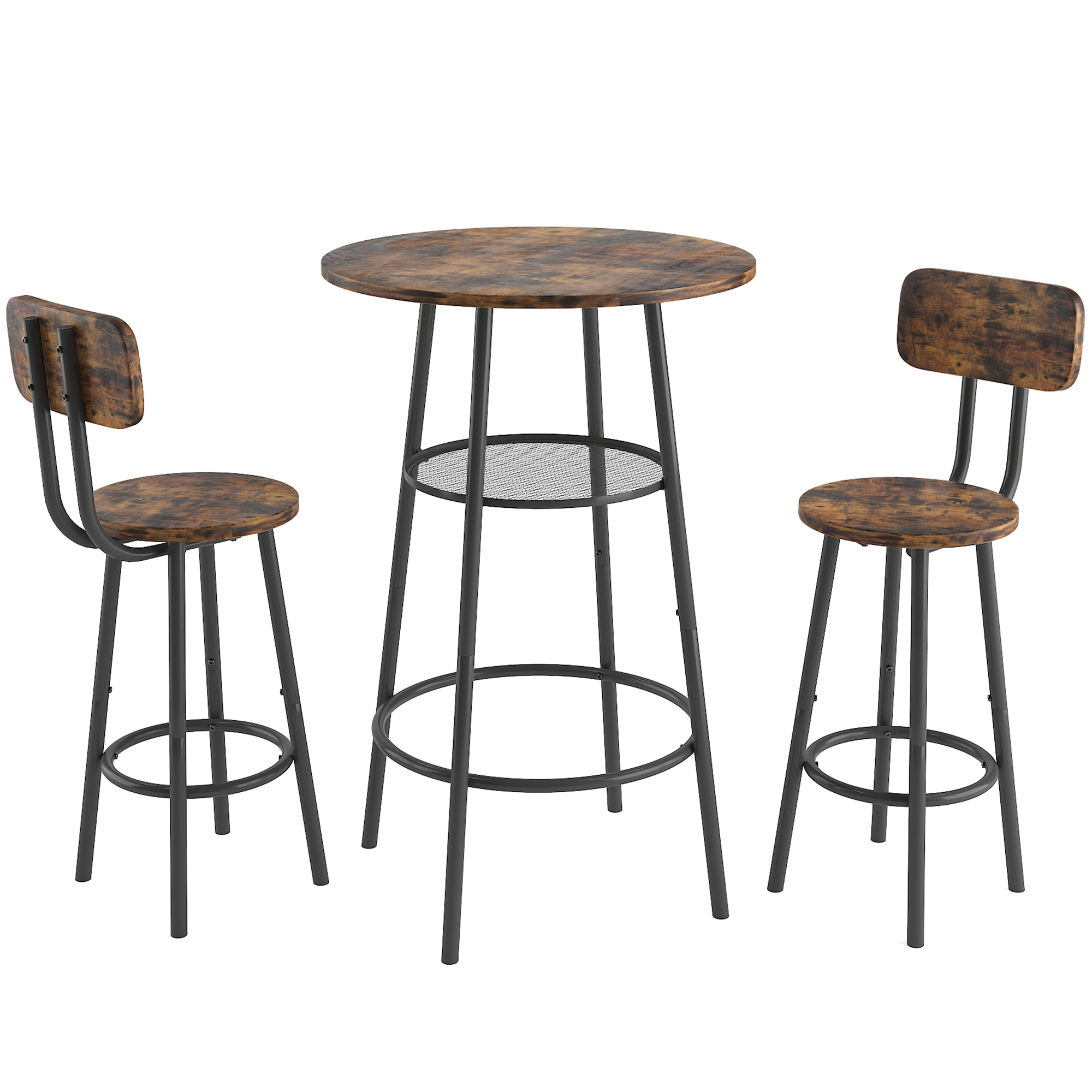 paproos 3 Piece Bar Table Set with Collapsible Bottle Holder