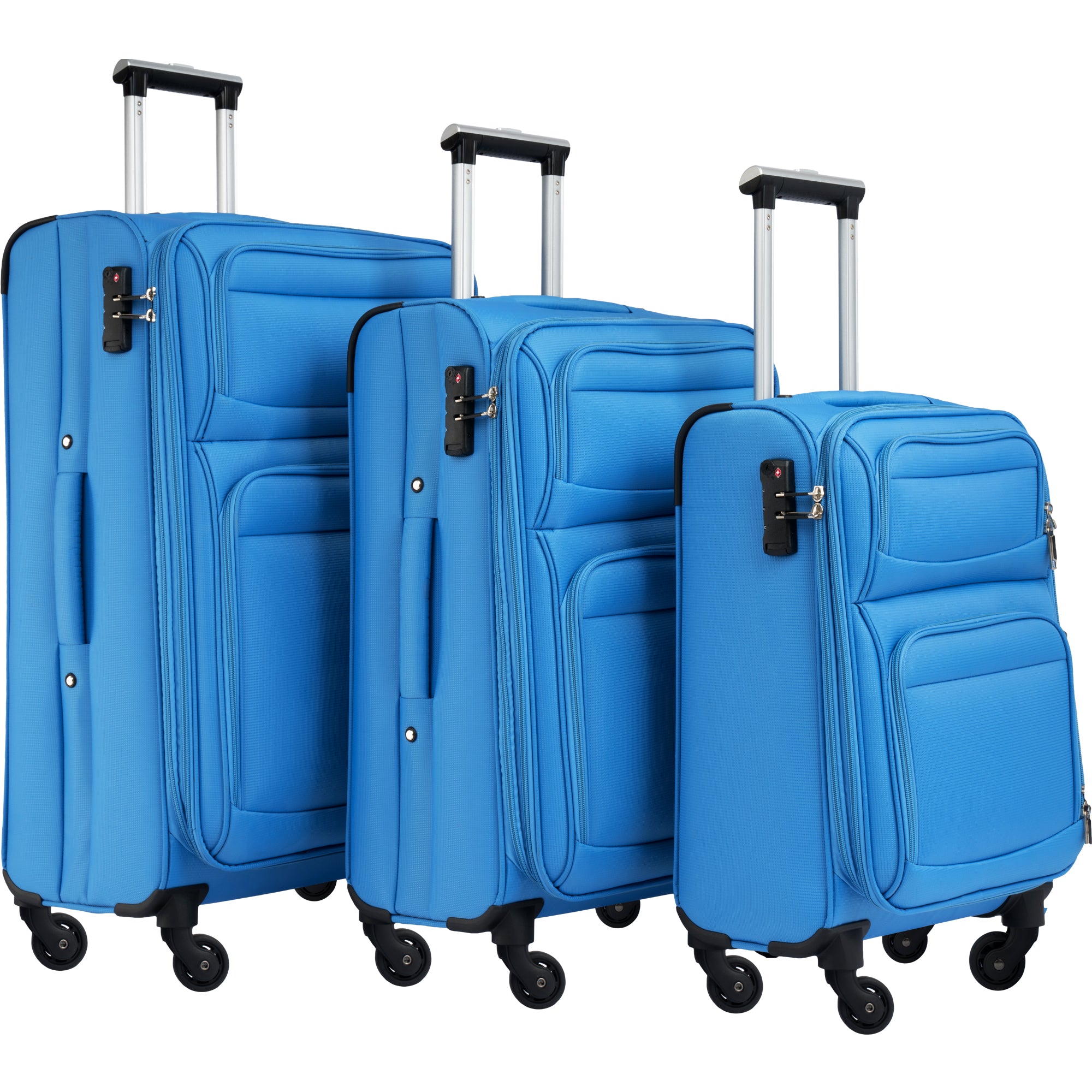 paproos 3 Piece Softside Luggage Set, 22in 26in 30in 3 in 1 Oxford Fabric Carry on Softshell Suitcases Set