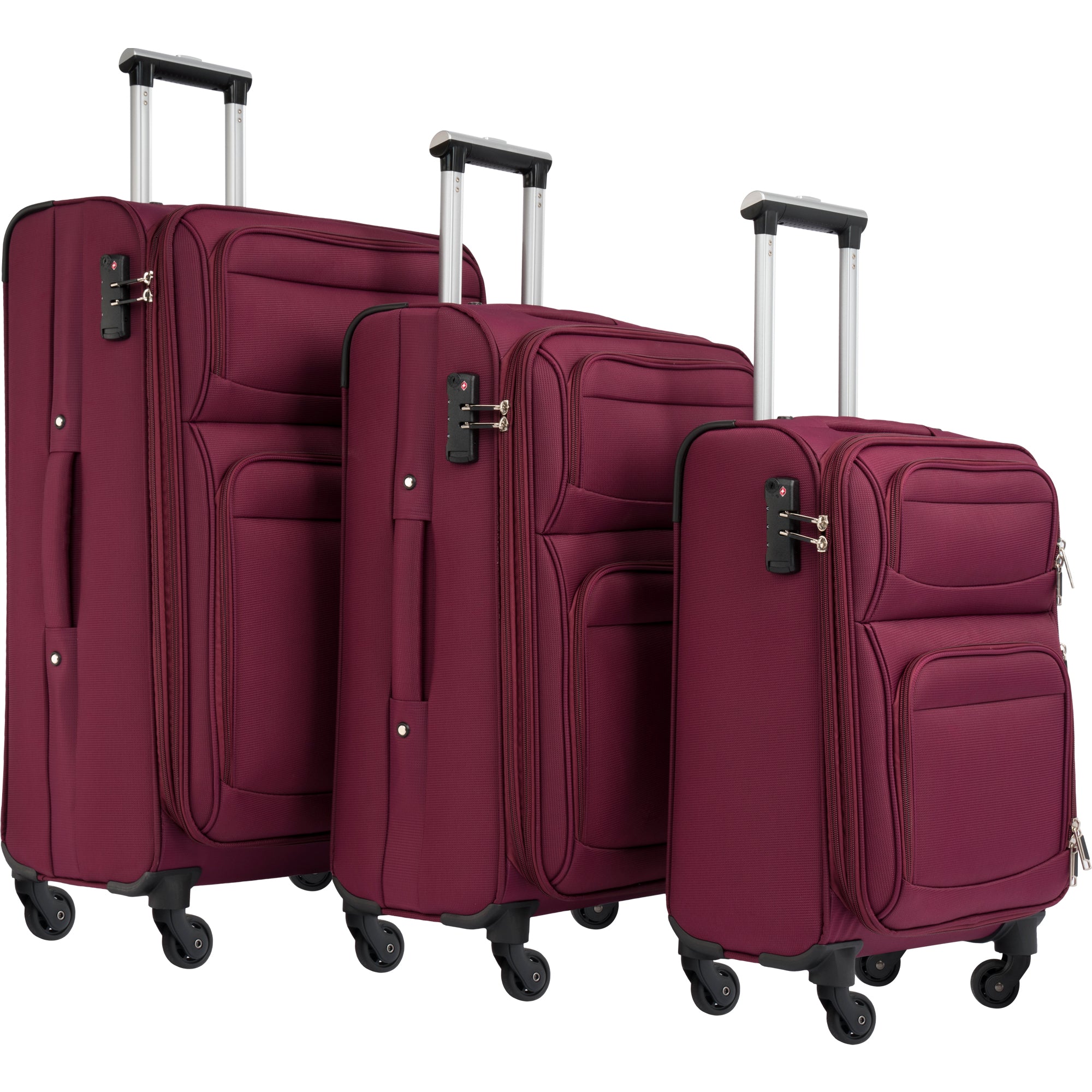 paproos 3 Piece Softside Luggage Set, 22in 26in 30in 3 in 1 Oxford Fabric Carry on Softshell Suitcases Set