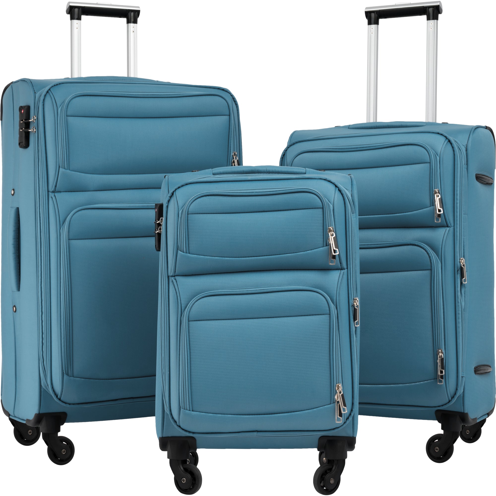 paproos 3 Piece Softside Luggage Set, 22in 26in 30in 3 in 1 Oxford Fabric Carry on Softshell Suitcases Set