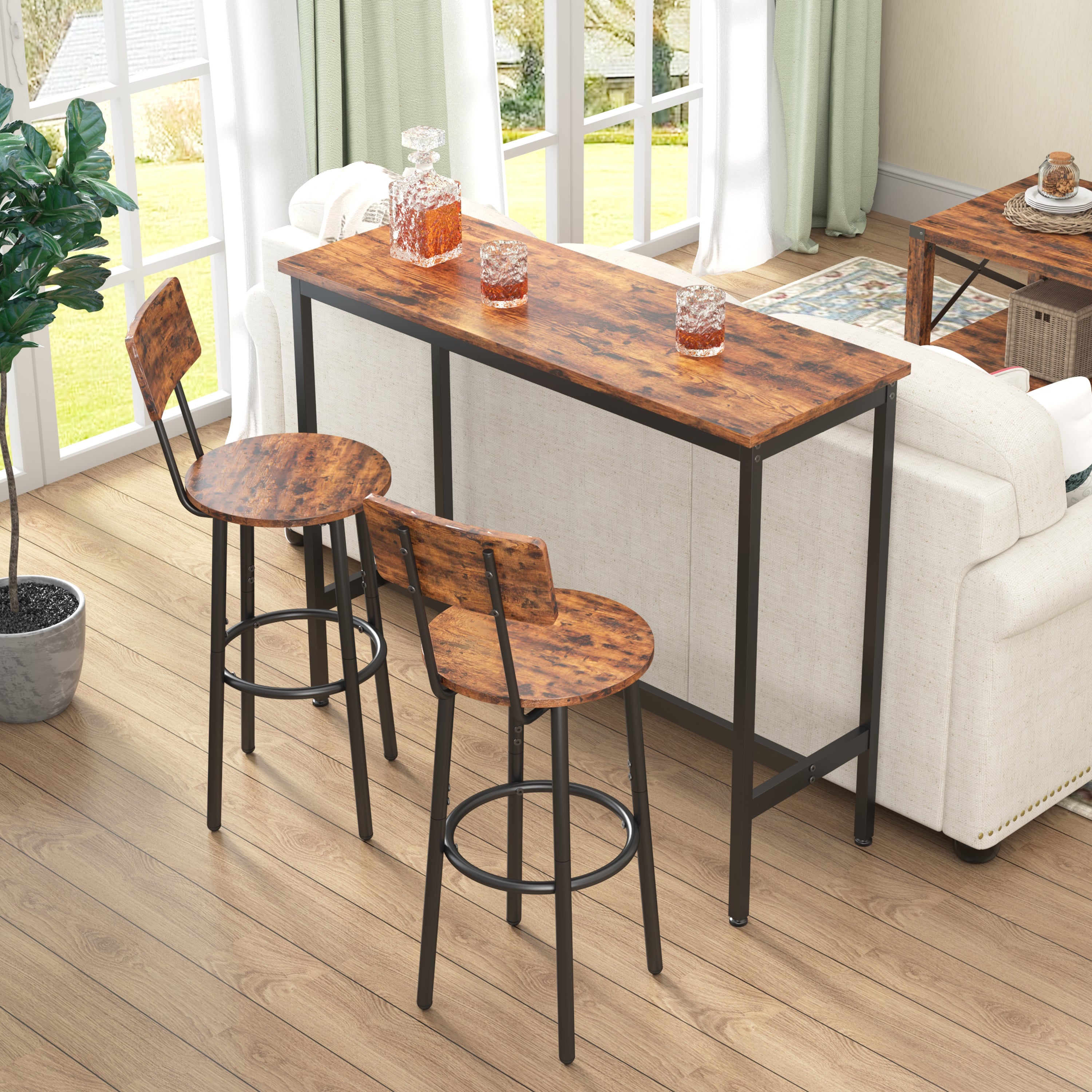 paproos 3 Piece Bar Table Set with Collapsible Bottle Holder