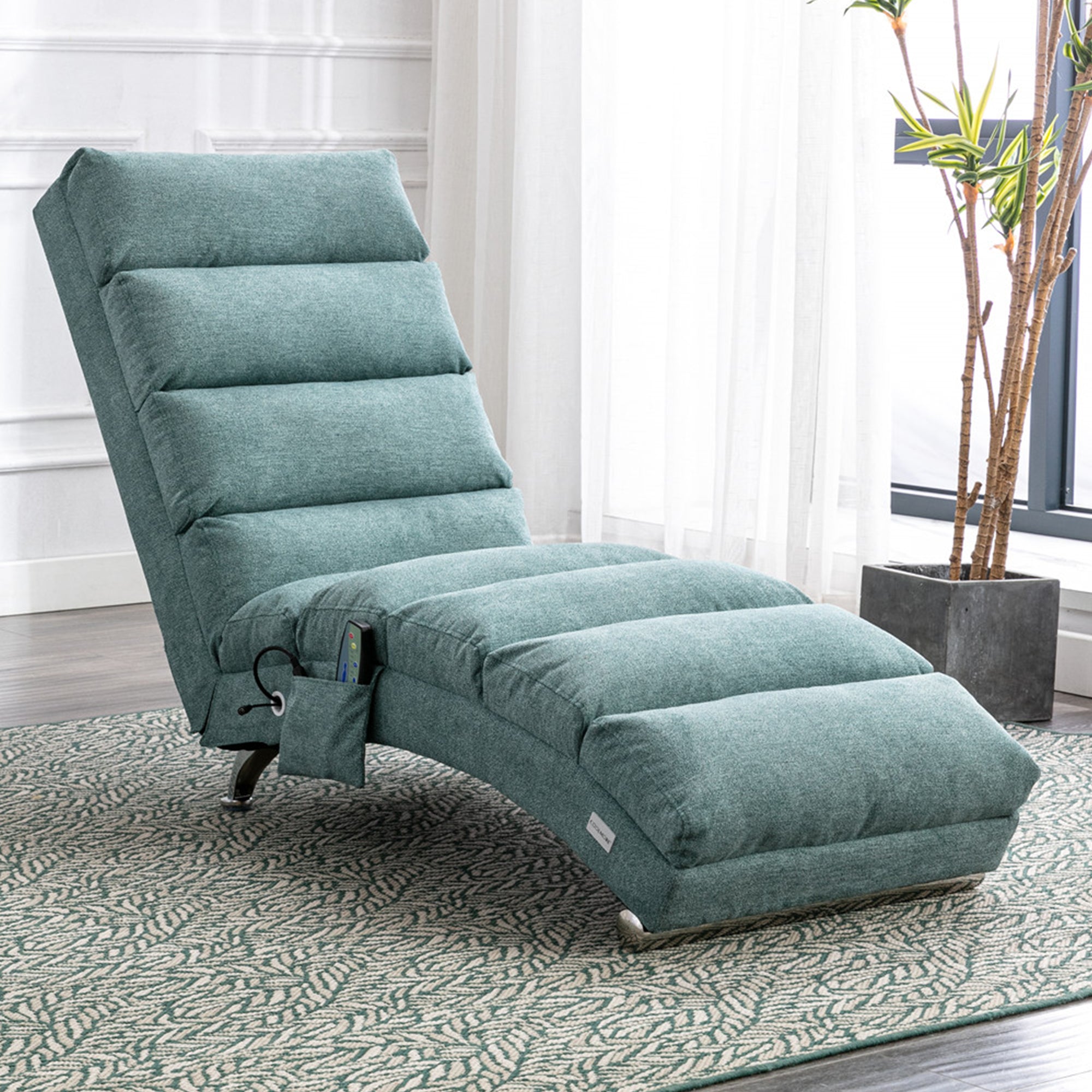 paproos Massage Chaise Lounge, Indoor Ergonomic Electric Massage Long Lounger with Remote Control, LJC