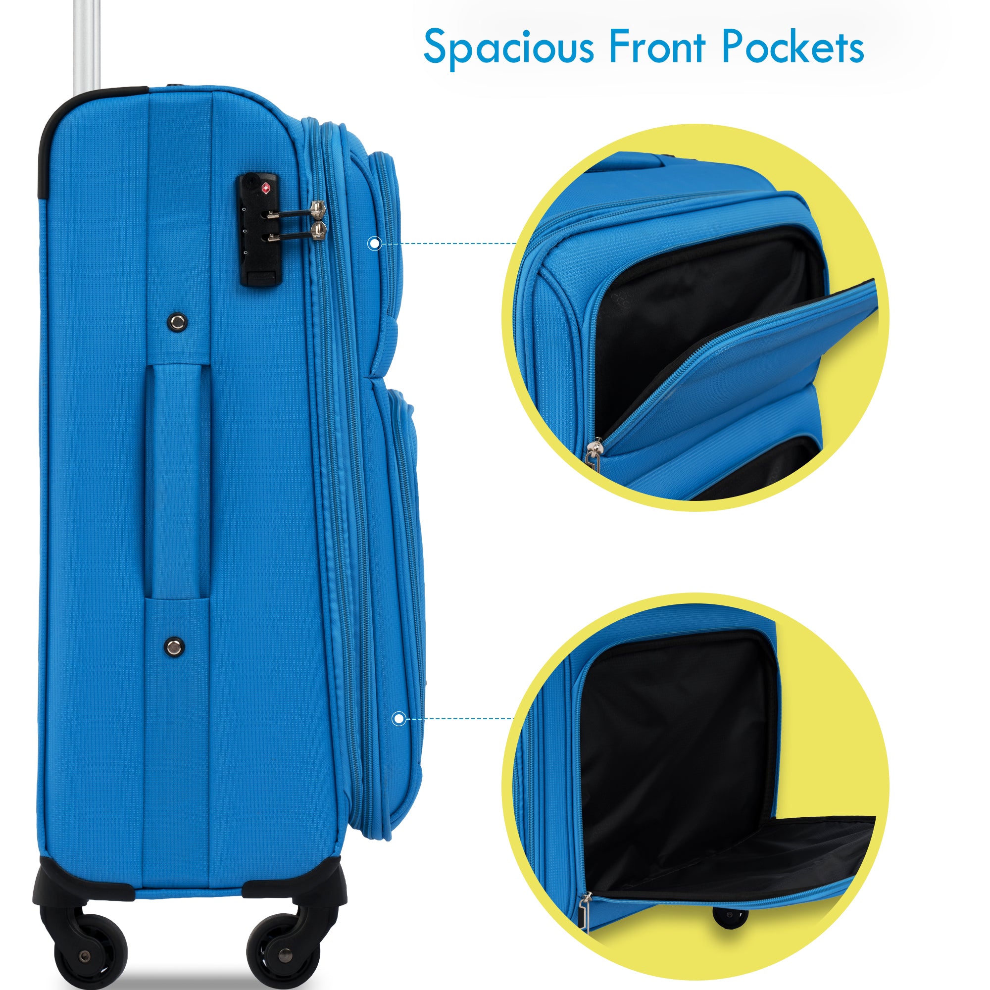 paproos 3 PCS Luggage Set, Lightweight Carry on Softside Suitcases Set, 22in 26in 30in