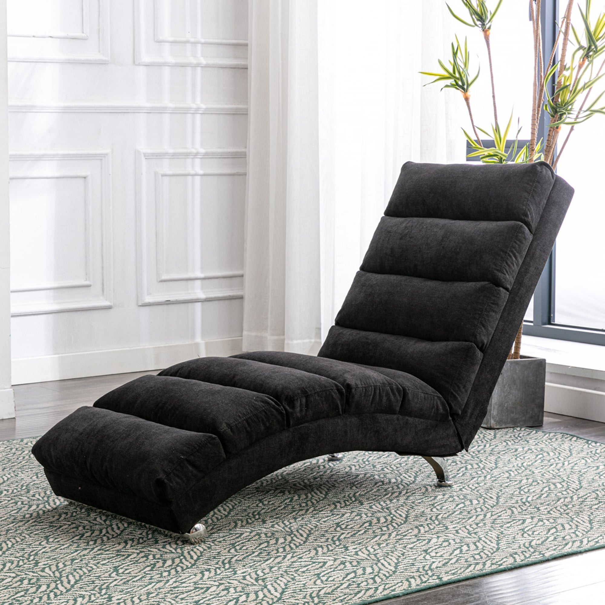 paproos Massage Chaise Lounge, Indoor Ergonomic Electric Massage Long Lounger with Remote Control, LJC