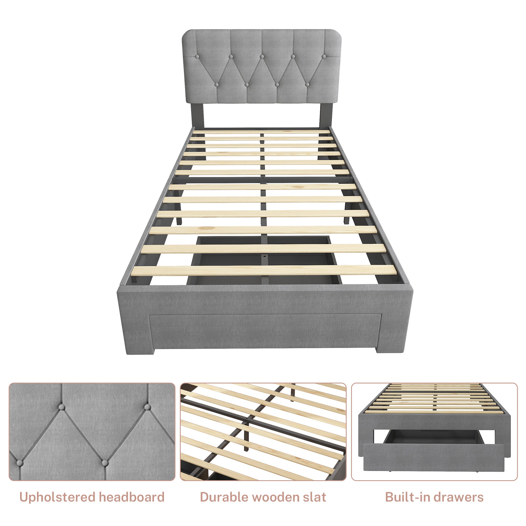 paproos Upholstered Platform Bed with Storage