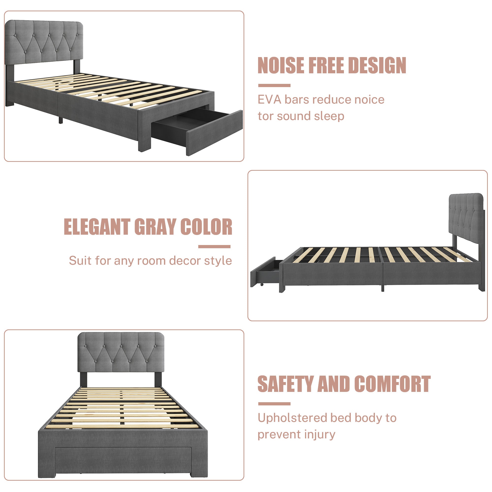paproos Upholstered Platform Bed with Storage