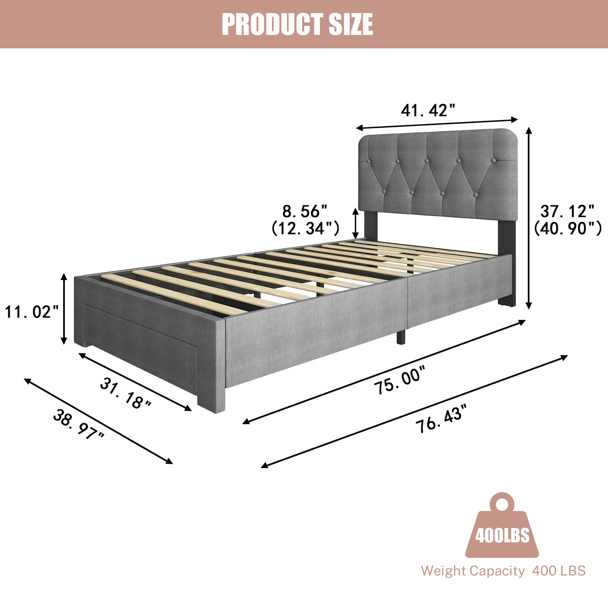 paproos Upholstered Platform Bed with Storage