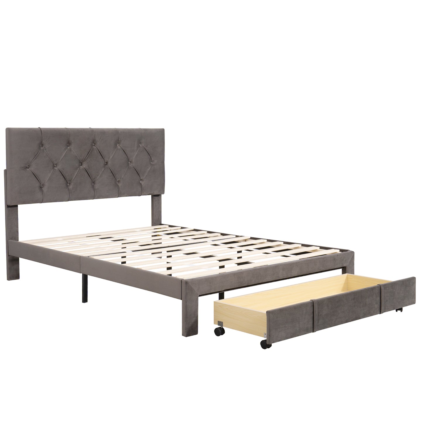Paproos Full Storage Bed Frame with a Big Drawer, LJC