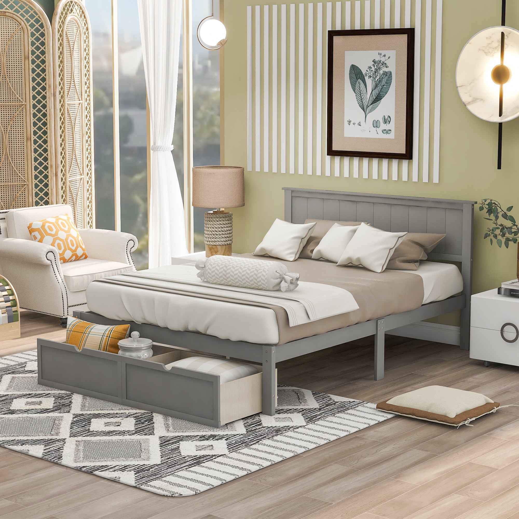PAPROOS Full Bed with Storage