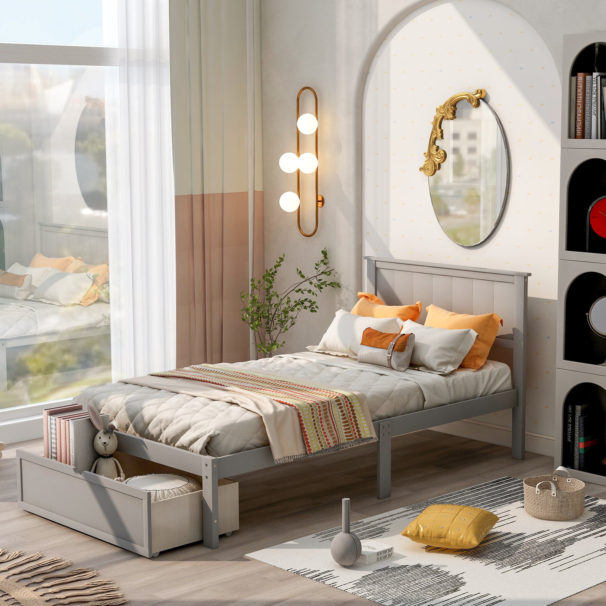 paproos Twin Bed with Storage, LJC01